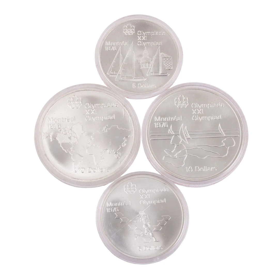 Kanada /SILBER - Set Olympische Spiele Montrèal 1976, 2x 5$ und 2x 10$