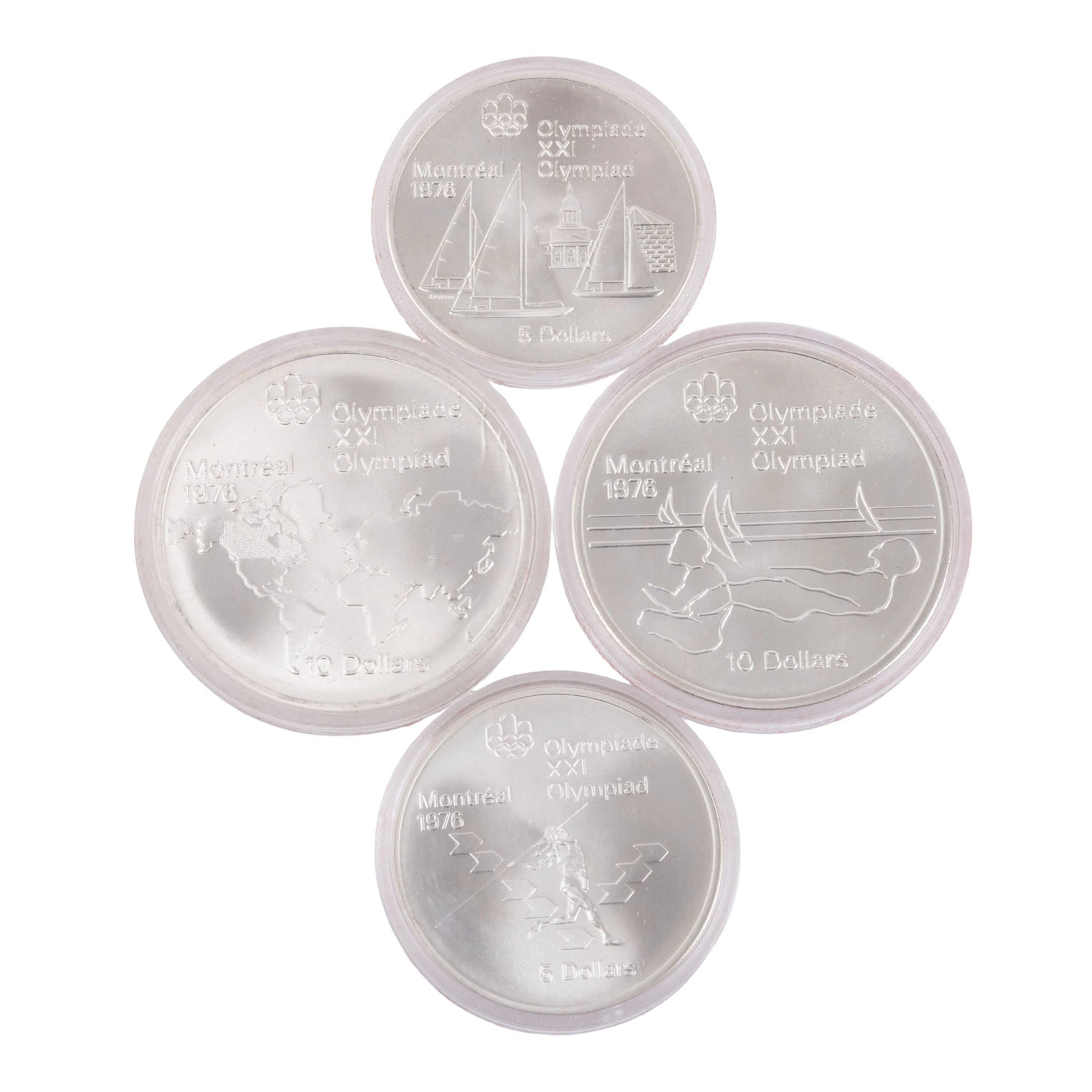Kanada /SILBER - Set Olympische Spiele Montrèal 1976, 2x 5$ und 2x 10$