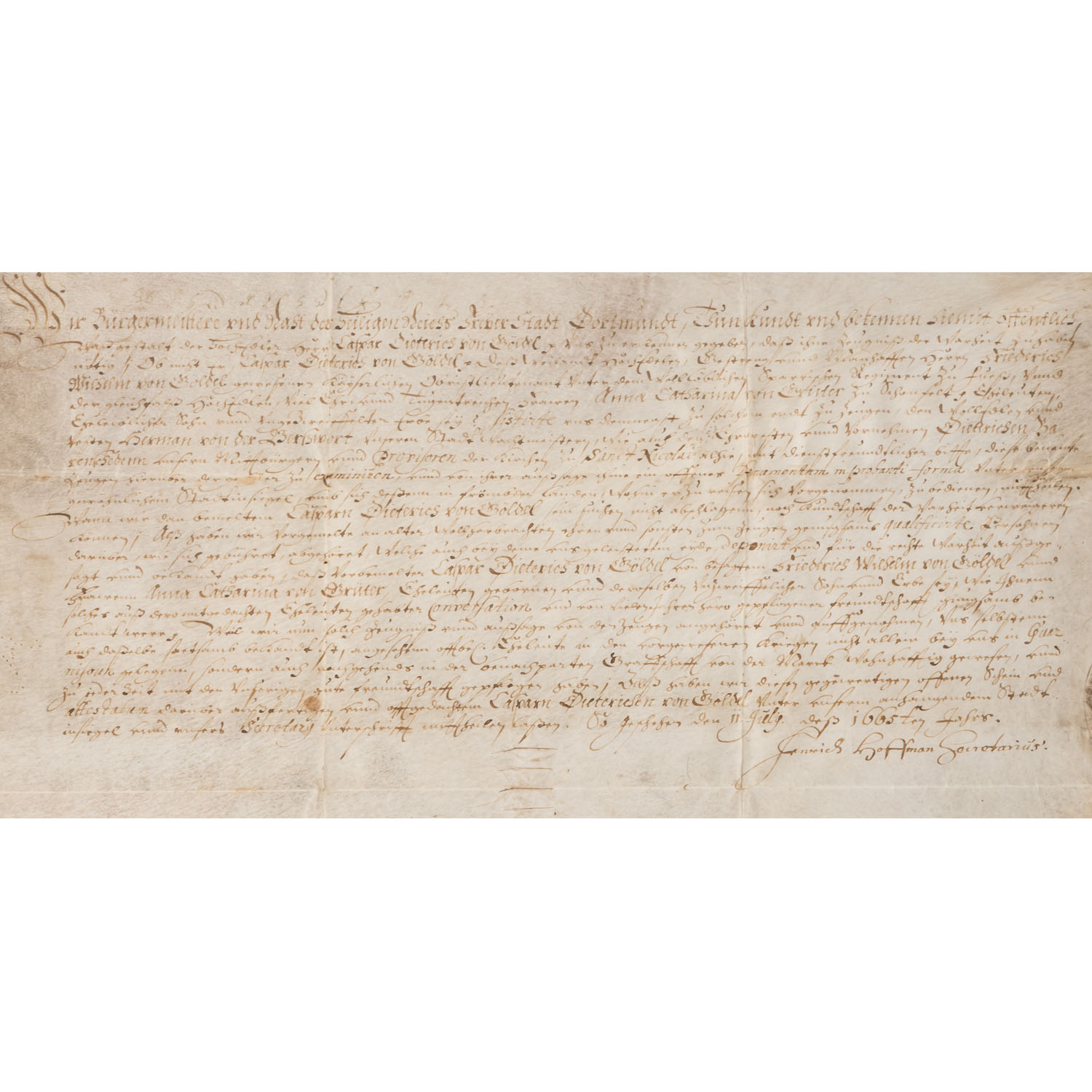 DORTMUND, FREIE REICHSSTADT-URKUNDE VON 1665