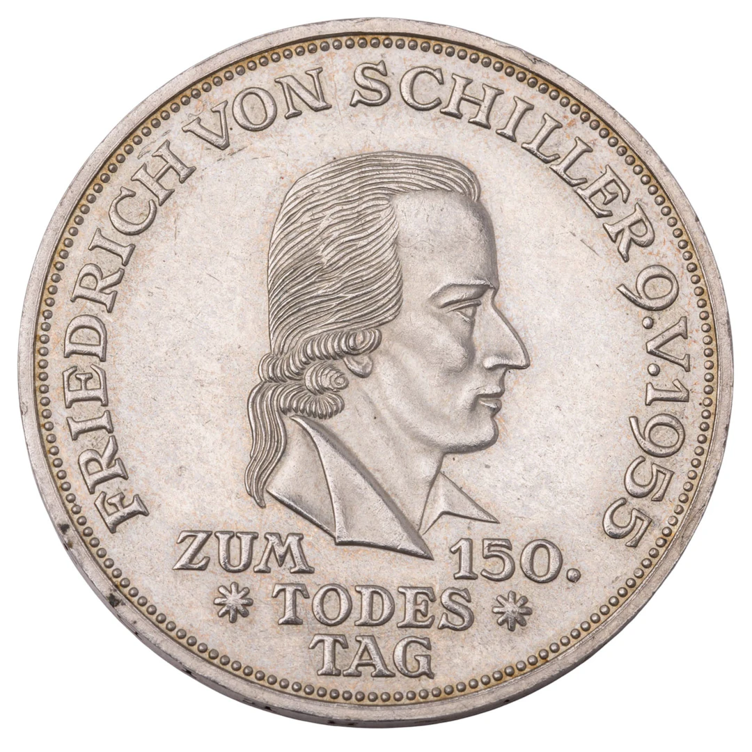 BRD/SILBER – 5 DM 1955/F, Schiller