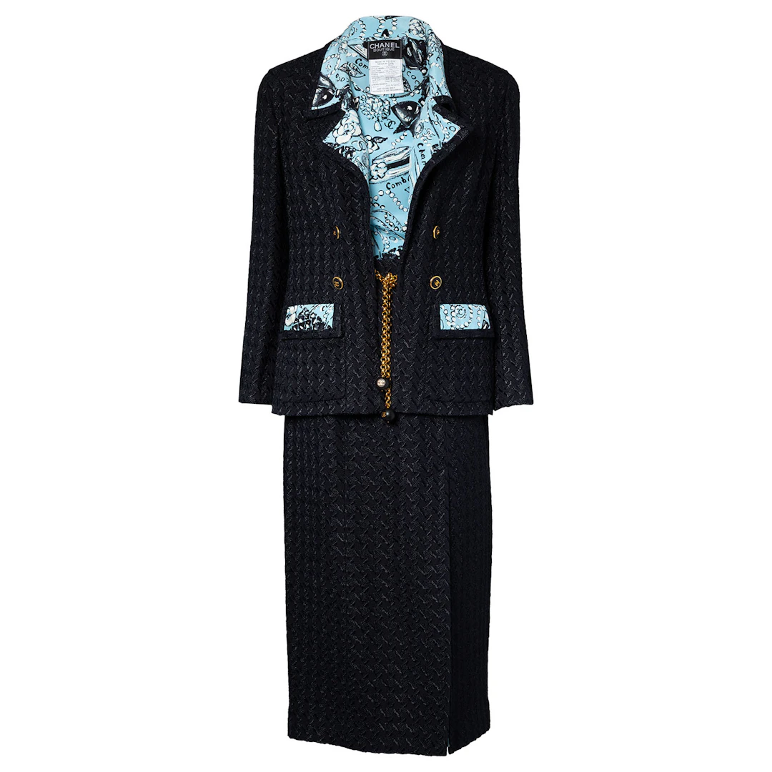 CHANEL BOUTIQUE VINTAGE Kostüm, Gr. ca. 38, Koll.: P 1993.