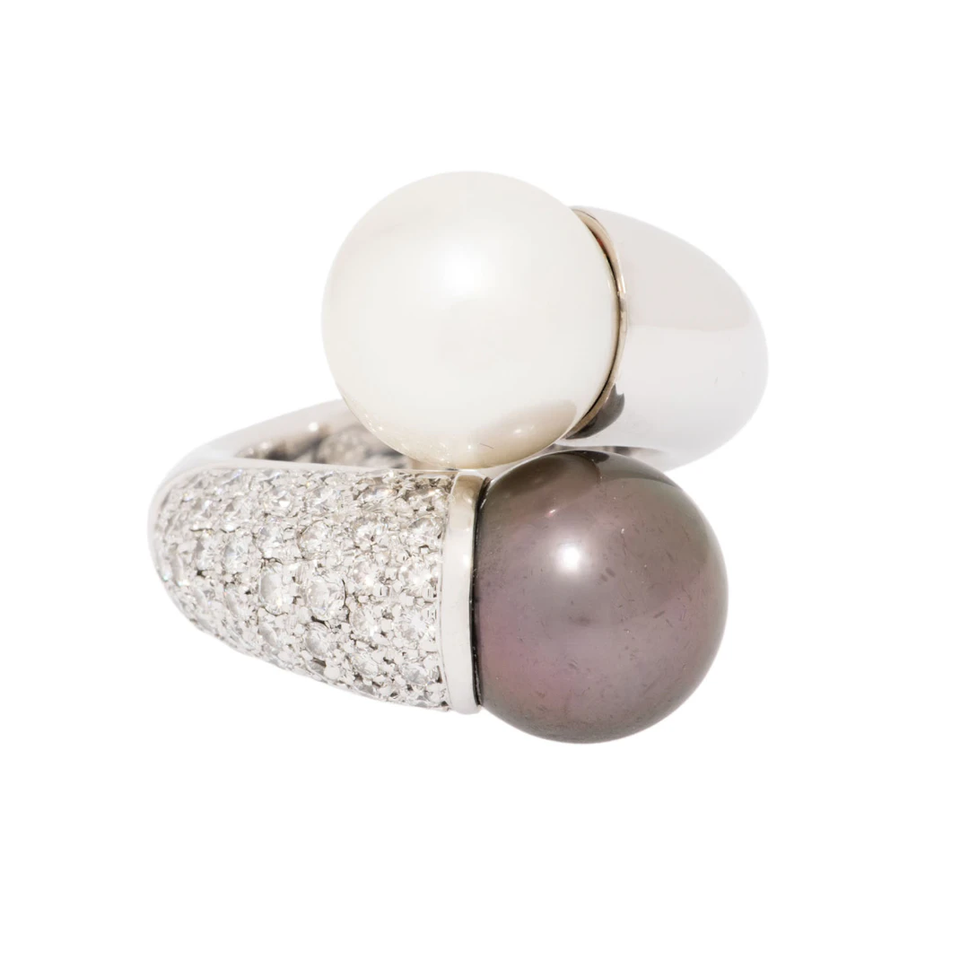 Ring mit Südsee- und Tahitiperle und Brillanten