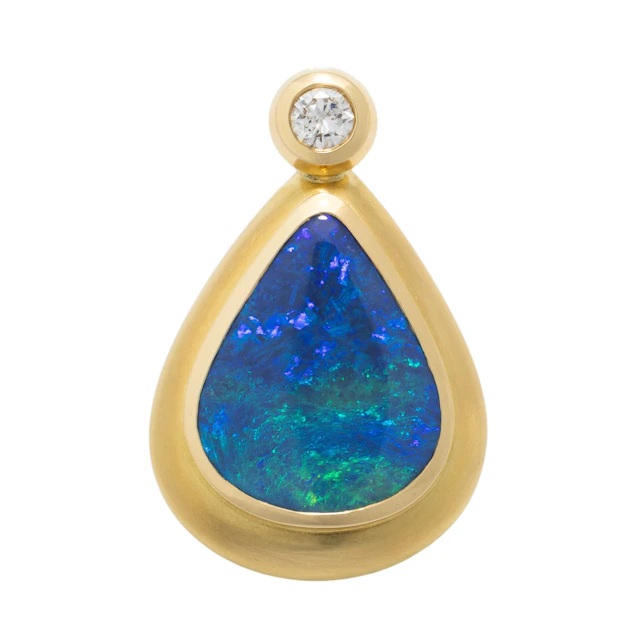 Anhänger mit feinem Opal und Brillant ca. 0,4 ct
