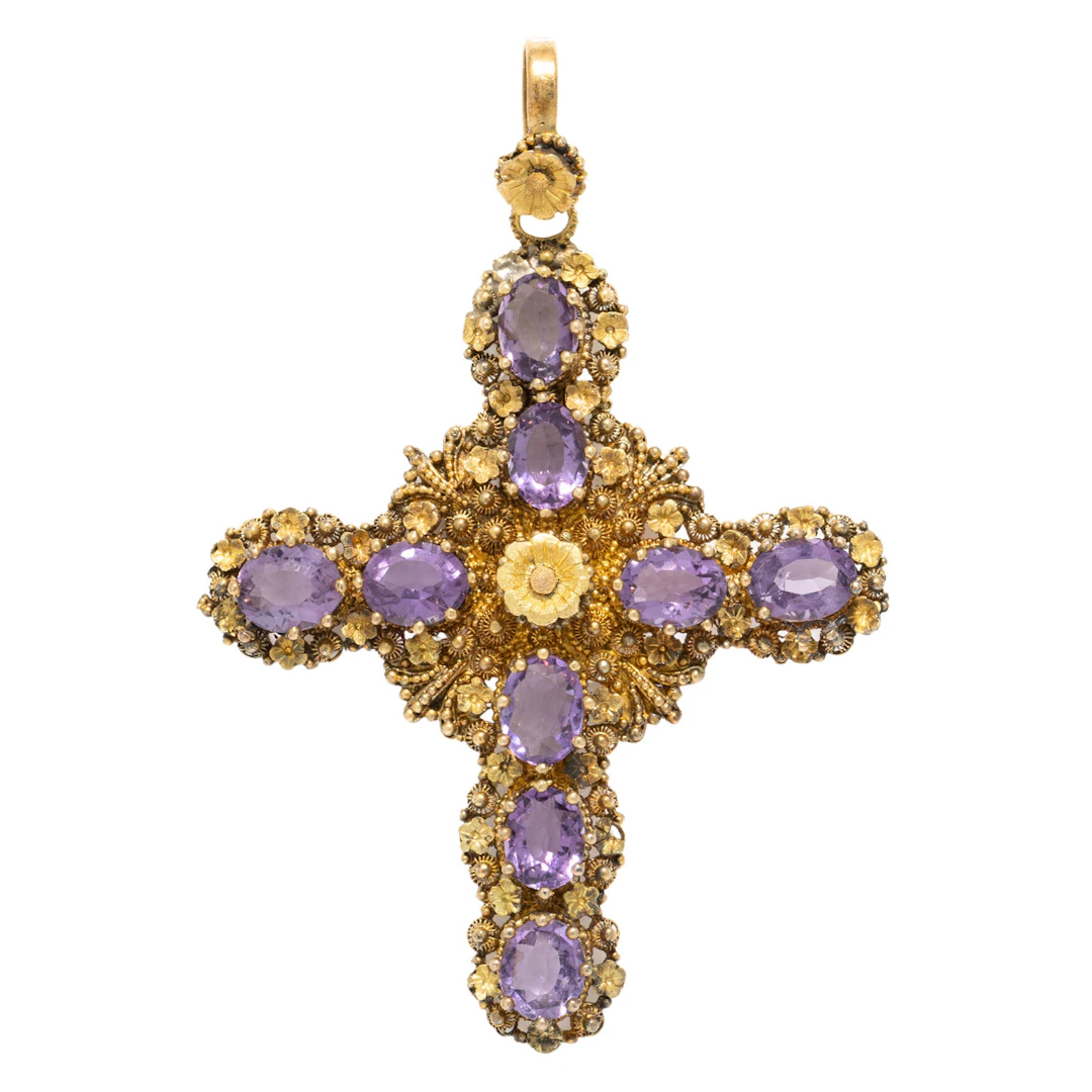 Anhänger "Kreuz" mit Amethysten