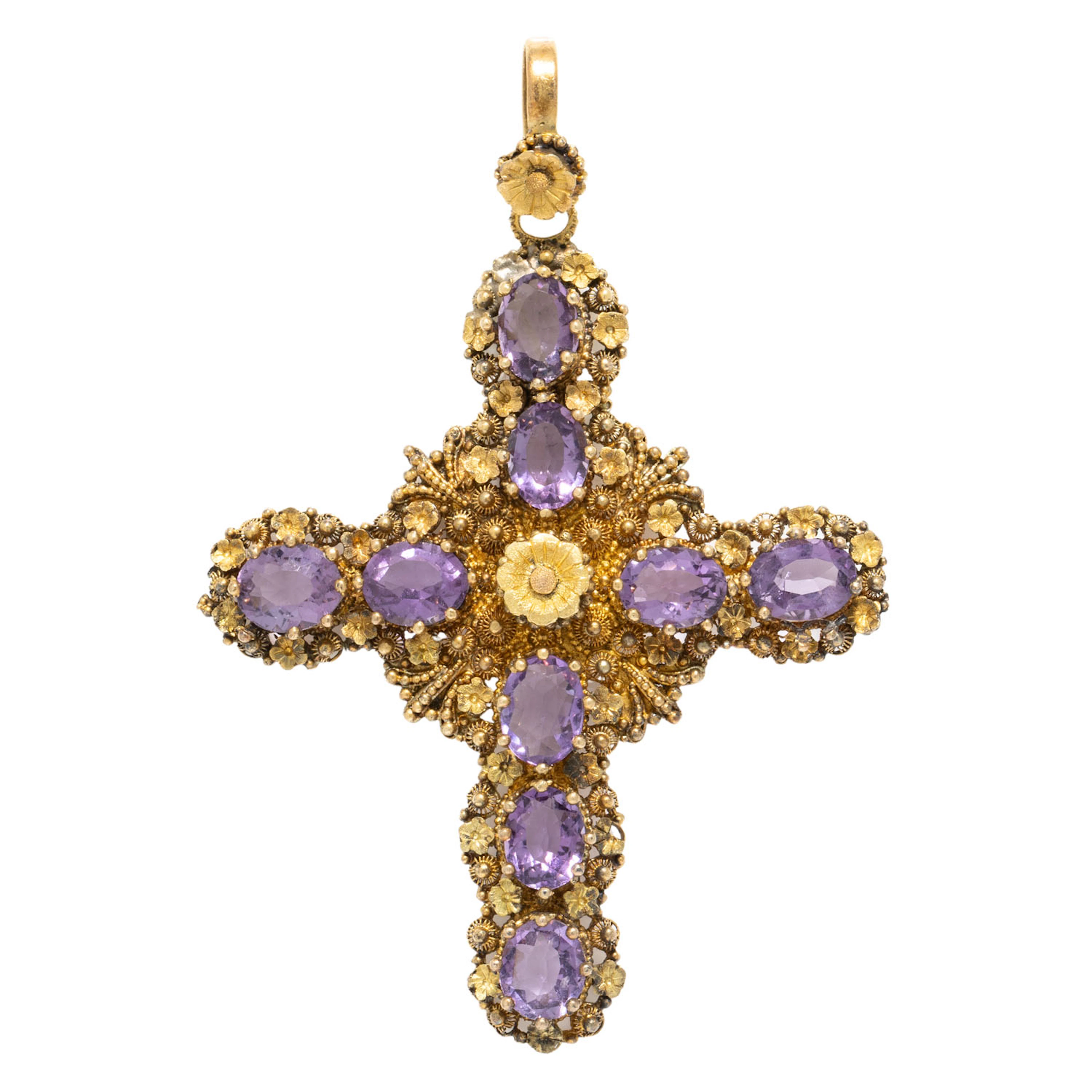 Anhänger "Kreuz" mit Amethysten