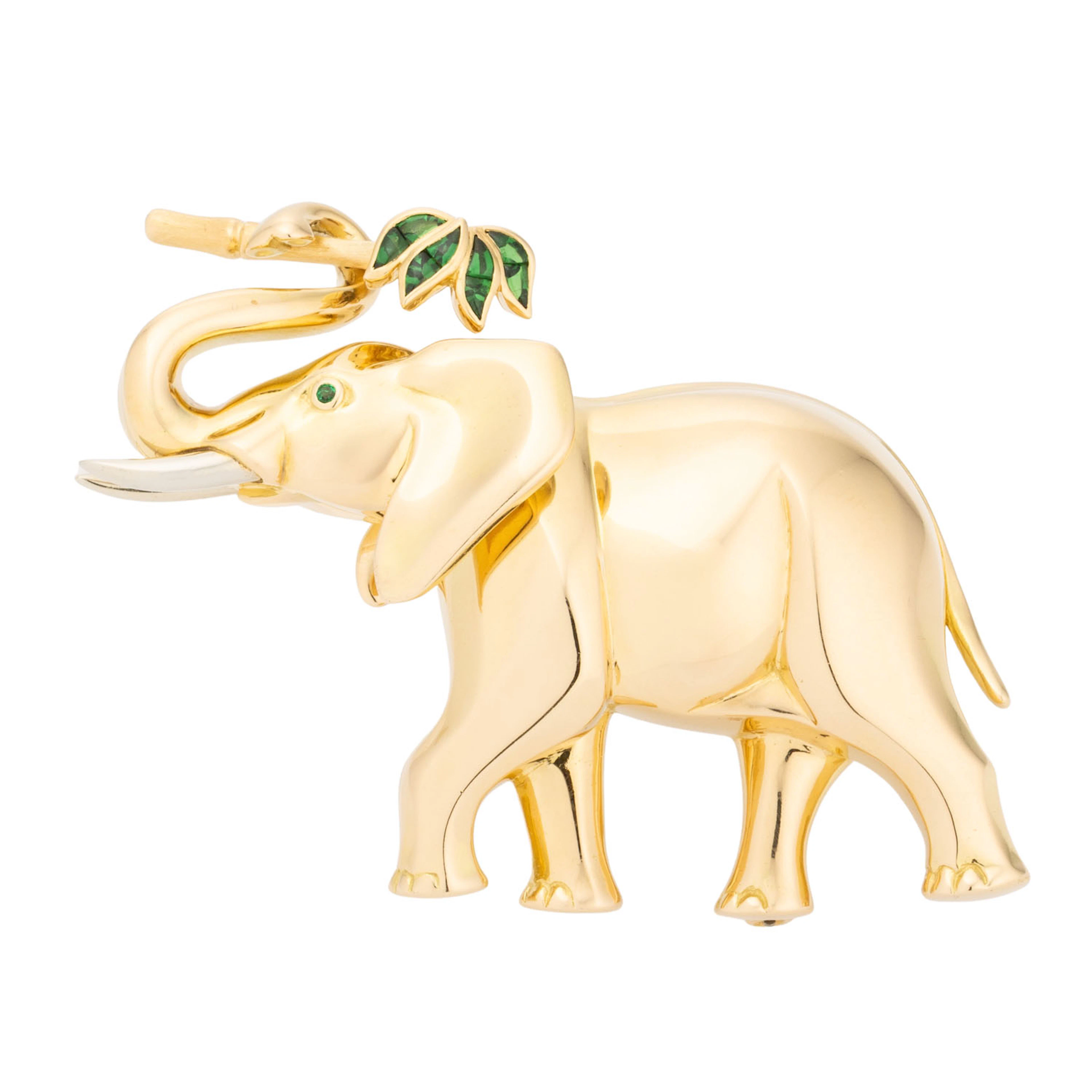 CARTIER Brosche "Elefant" mit Tsavoriten