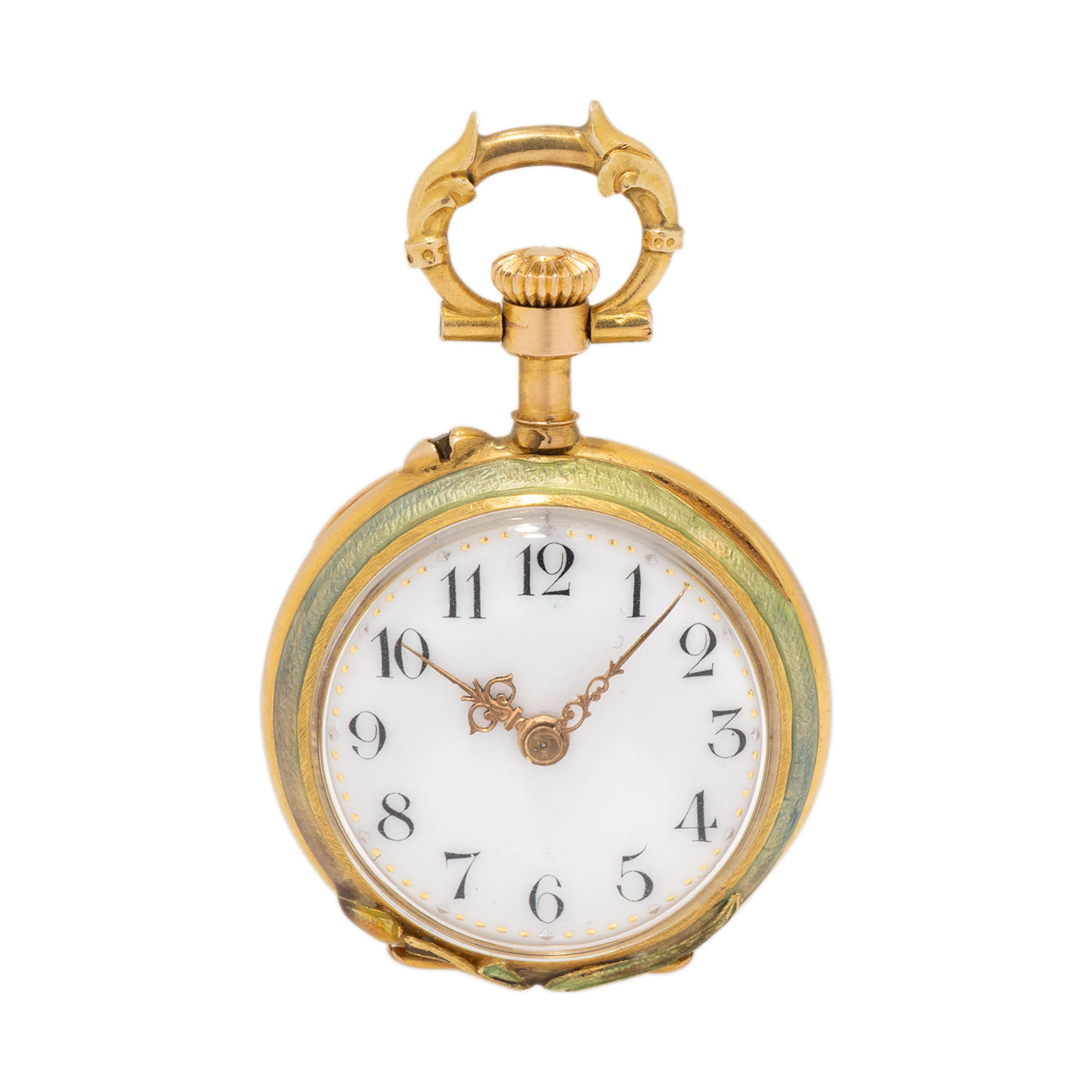 LECOULTRE Damentaschenuhr mit Jugendstil-Applikationen und Diamanten
