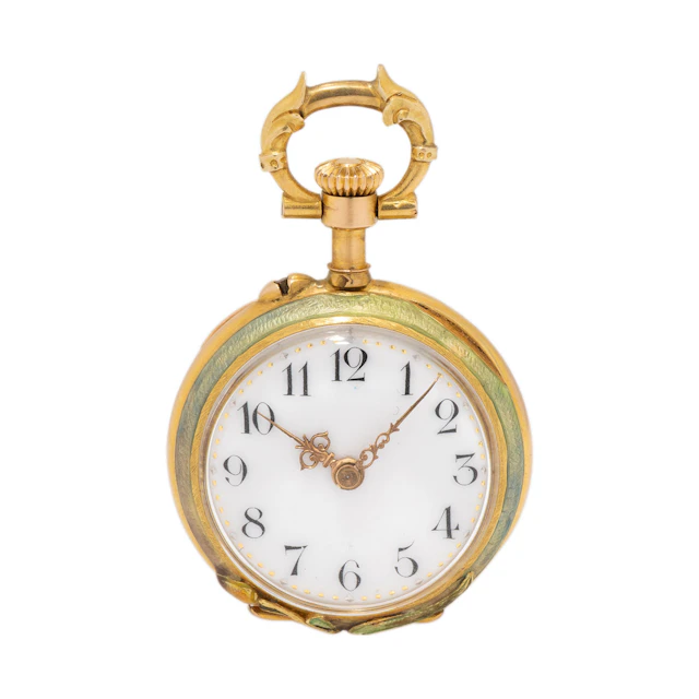 LECOULTRE Damentaschenuhr mit Jugendstil-Applikationen und Diamanten
