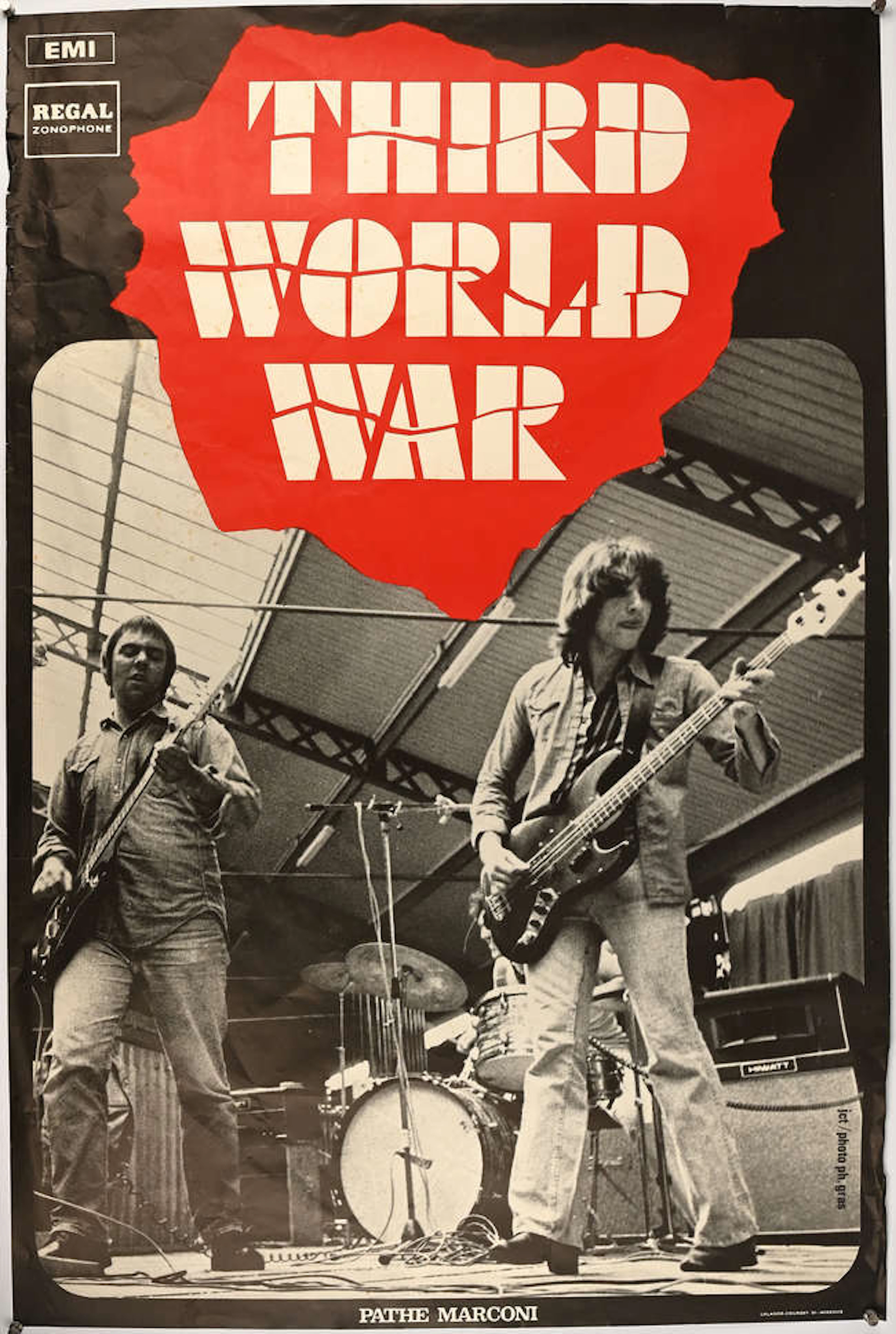 3 Third World War music posters, including a Fly Records Promo poster