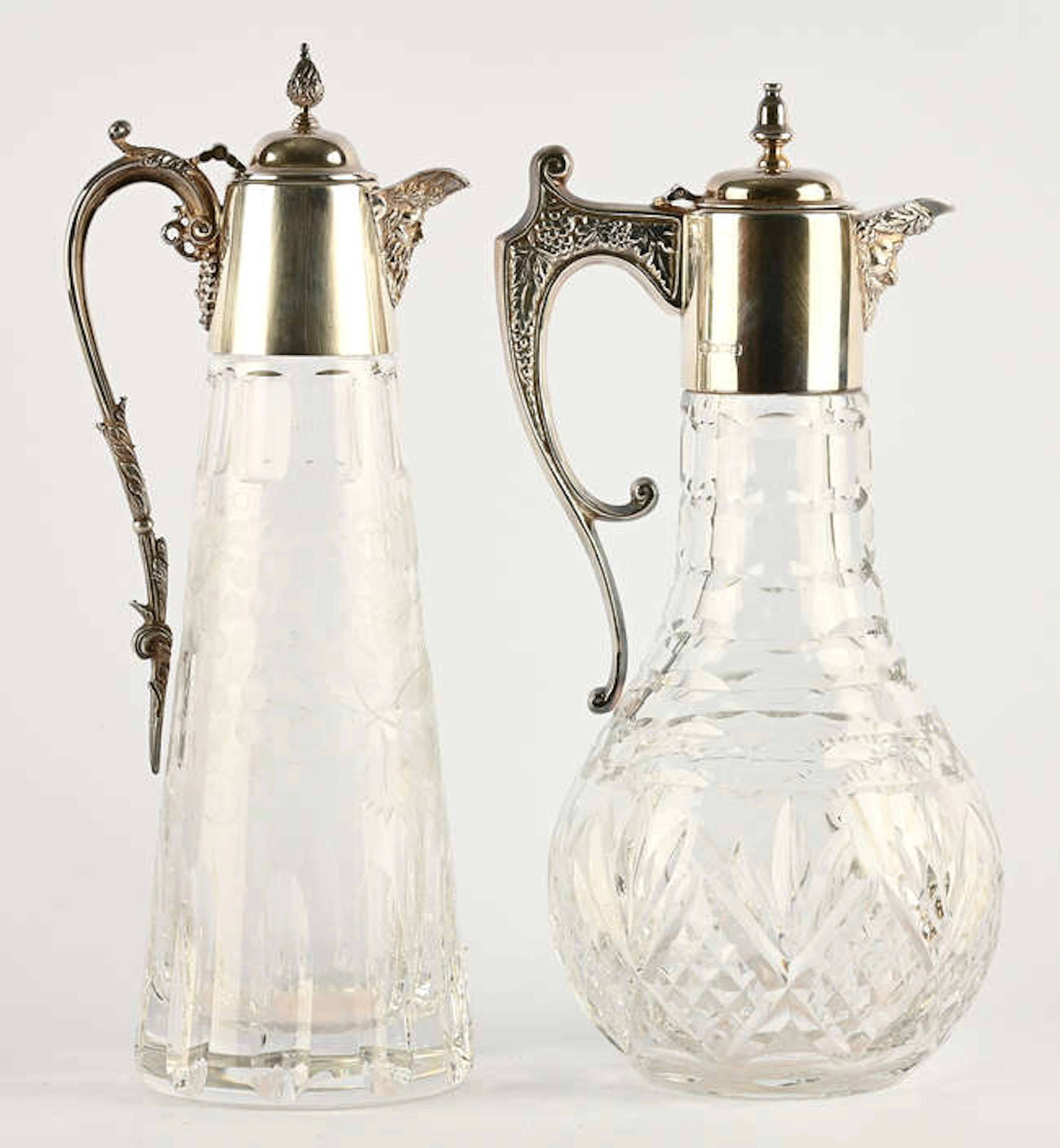 Cut glass and silver mounted claret jug by Camelot Silverware Ltd