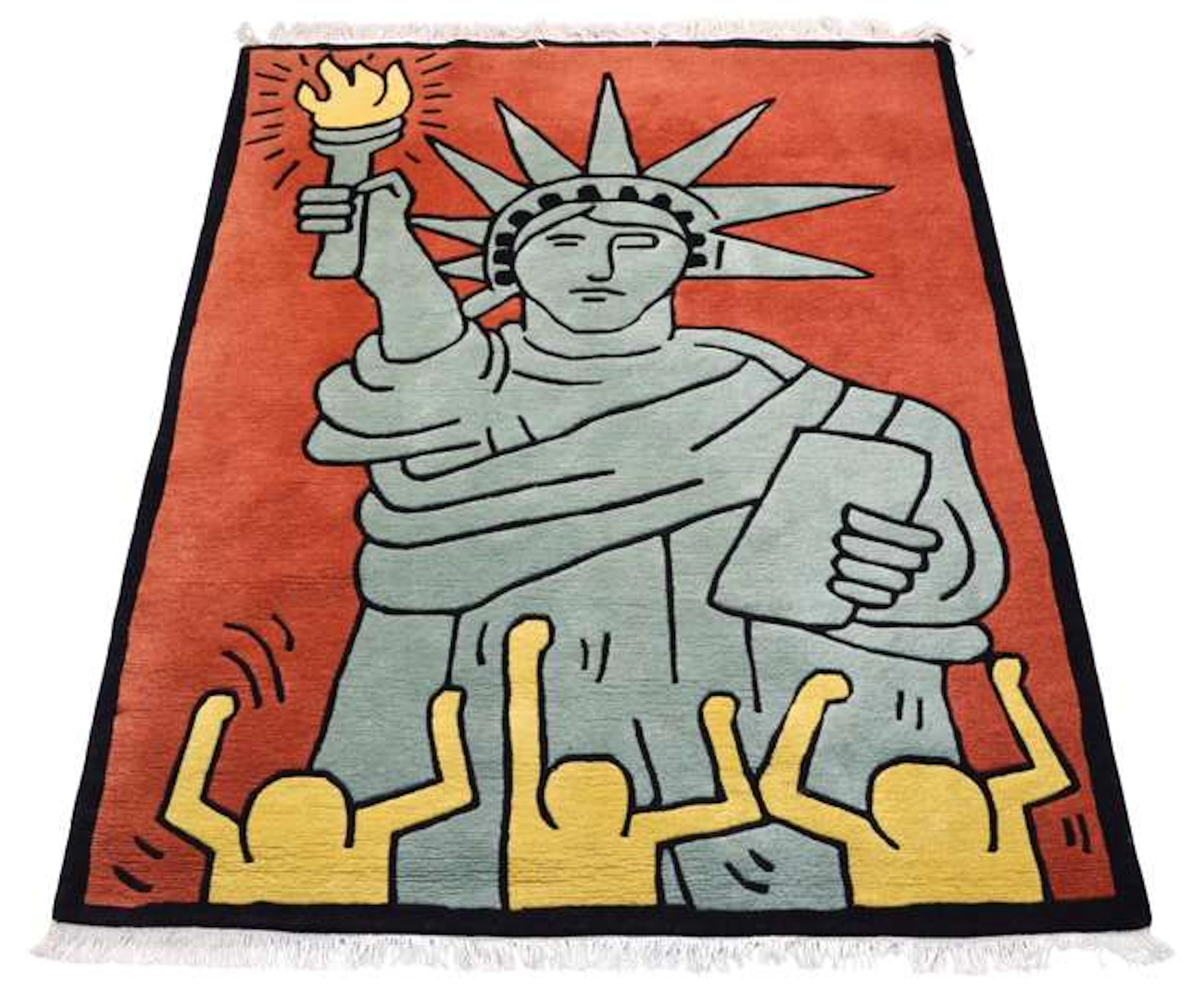 KEITH HARING (1958-1990), 'Statue of Liberty' rug, with original Harrods