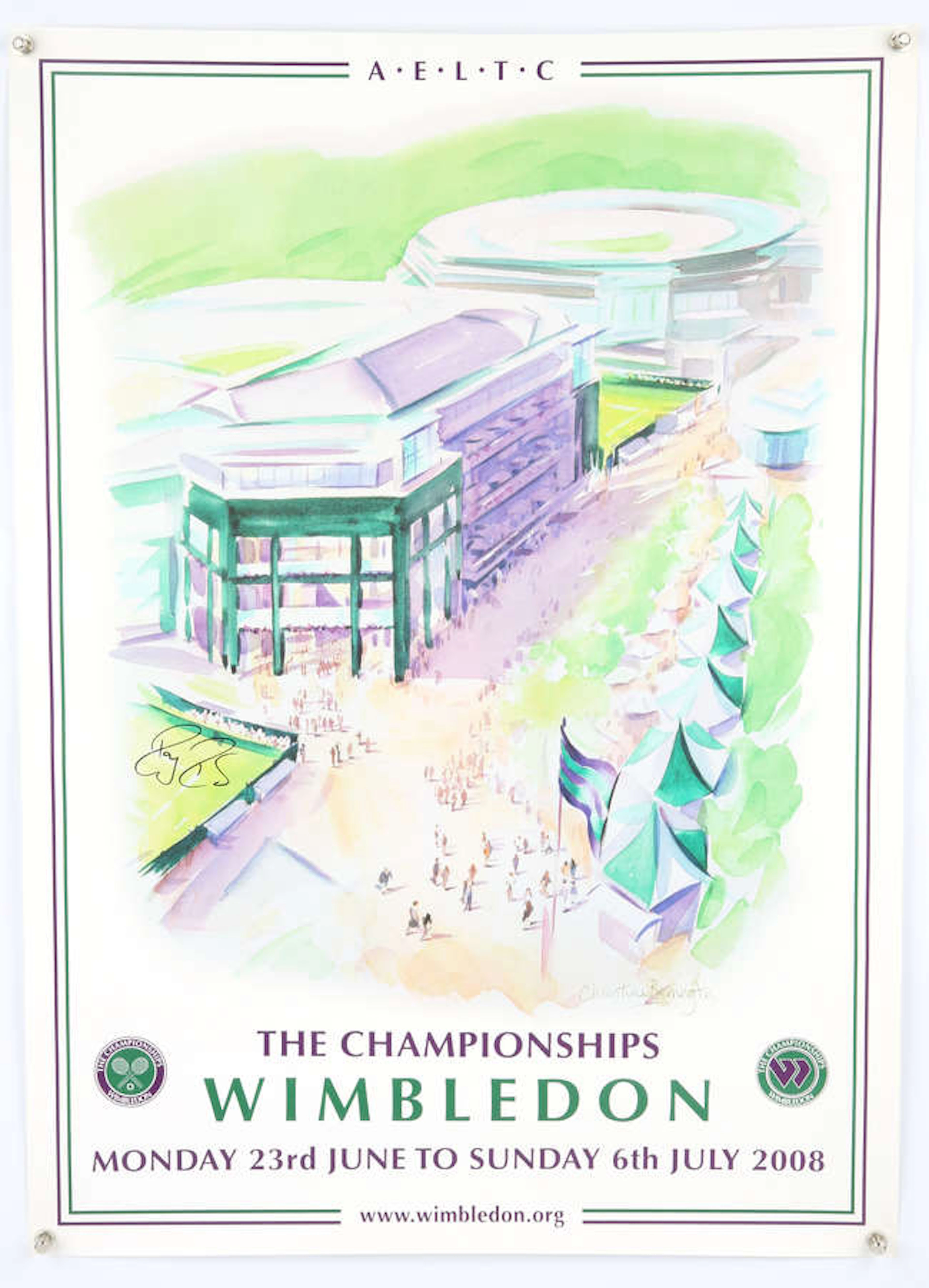 Roger Federer Signed Poster from Wimbledon 2008 with Certificate of
