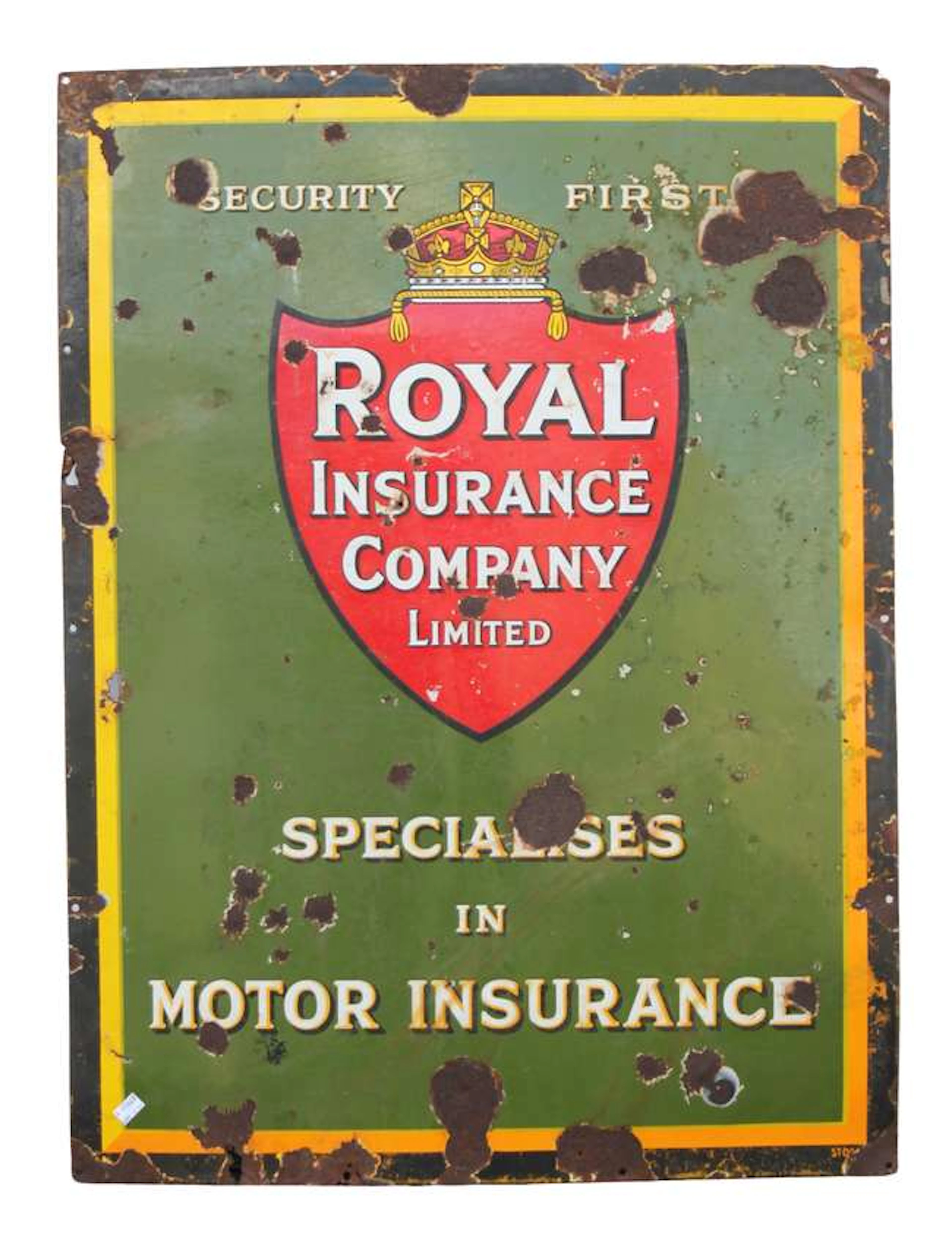 A Royal Insurance Company Limited metal enamel sign. 76cms x 102cms.