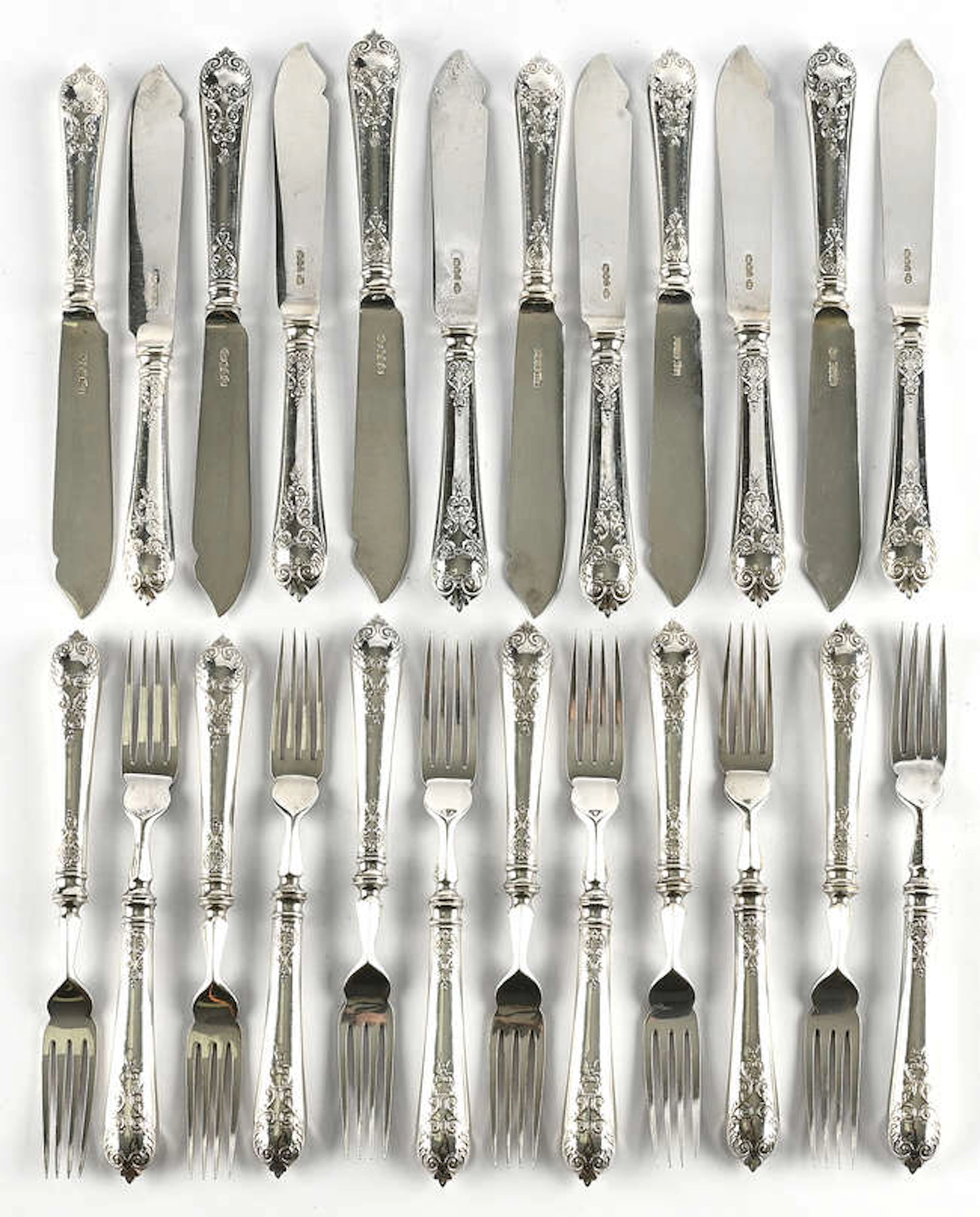 A 12 place silver plated Dubarry pattern canteen by James Dixon &
