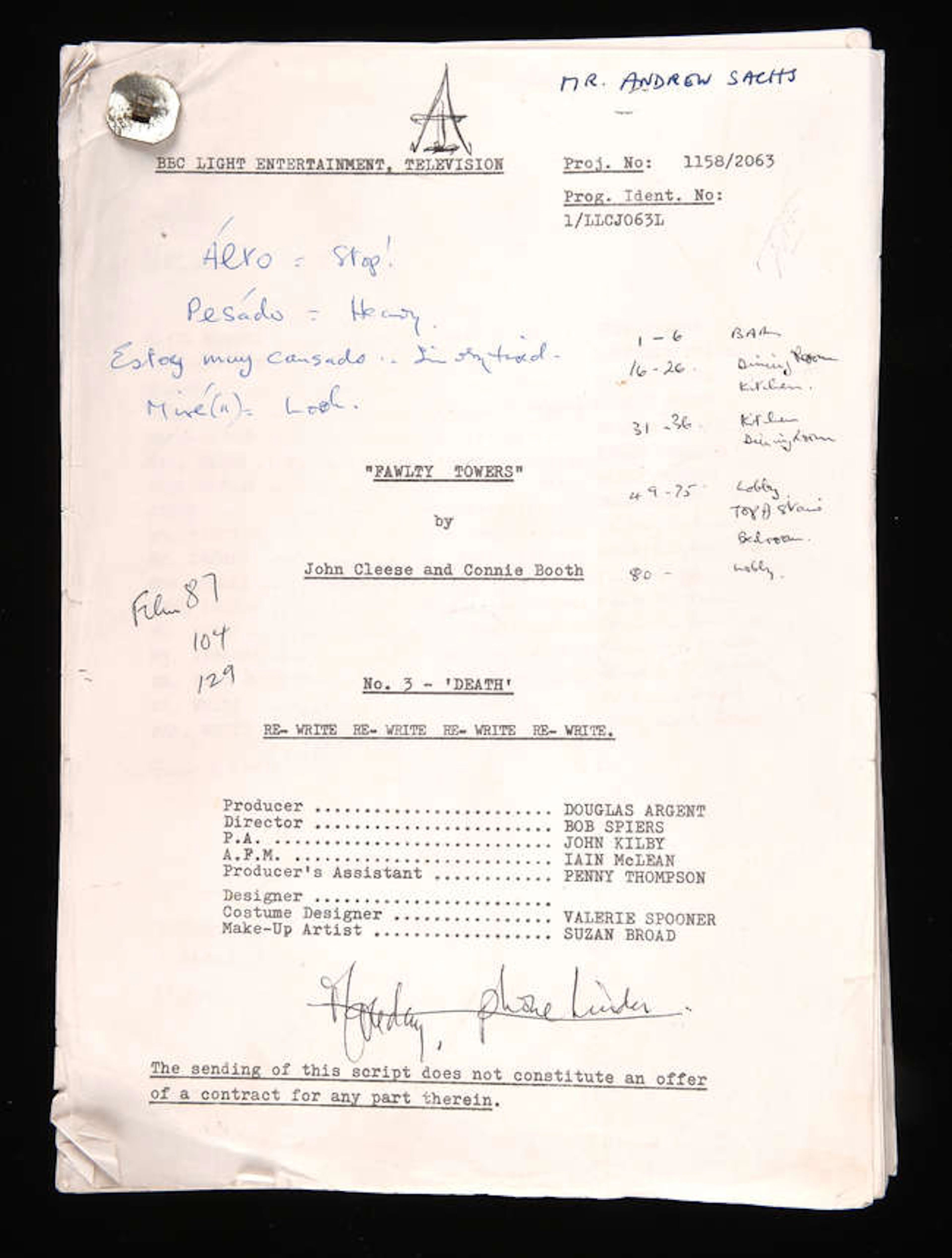 The Andrew Sachs Collection: Fawlty Towers (British television comedy