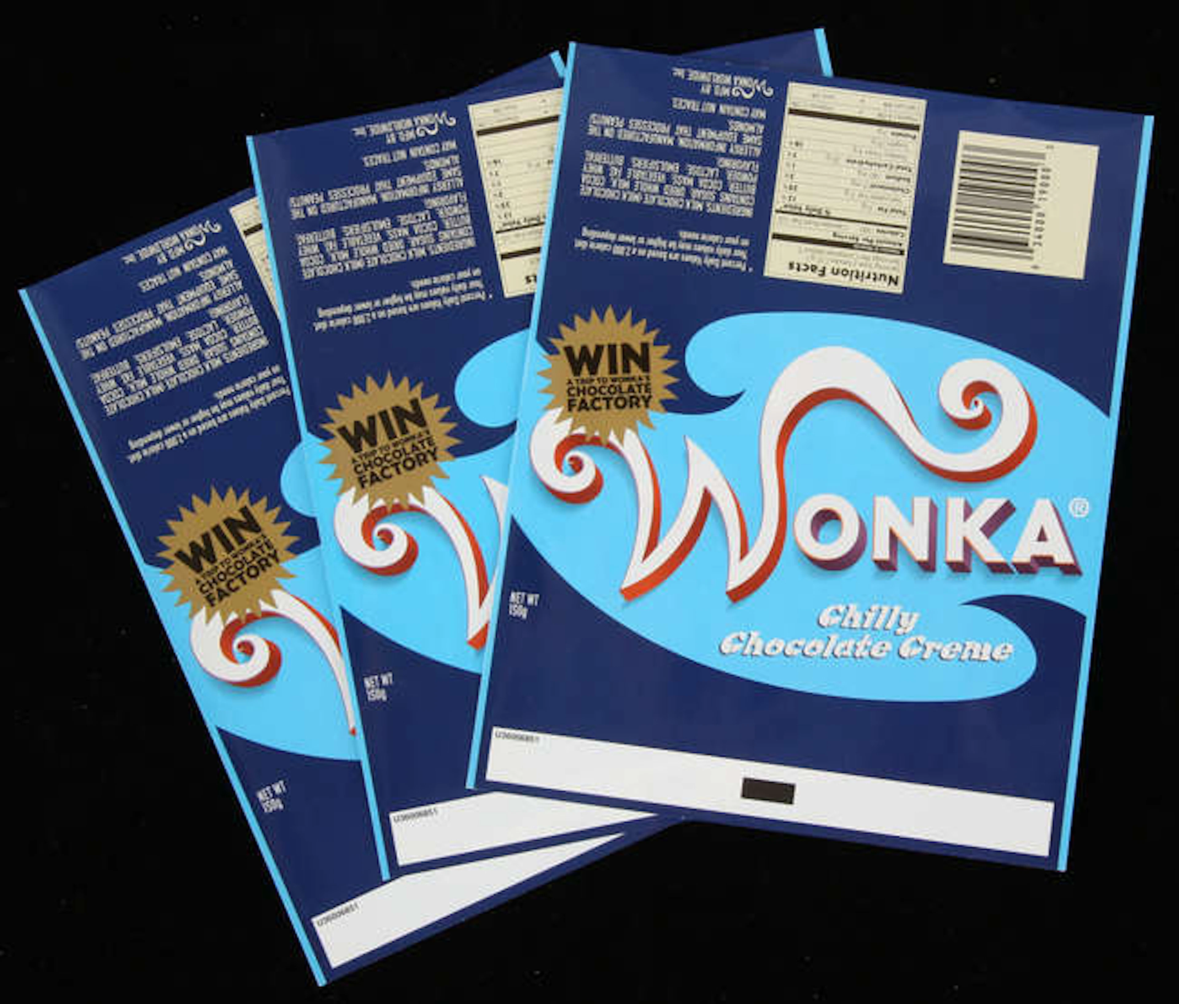 Charlie and The Chocolate Factory (2005) - Three Original Wonka Bar Wrappers