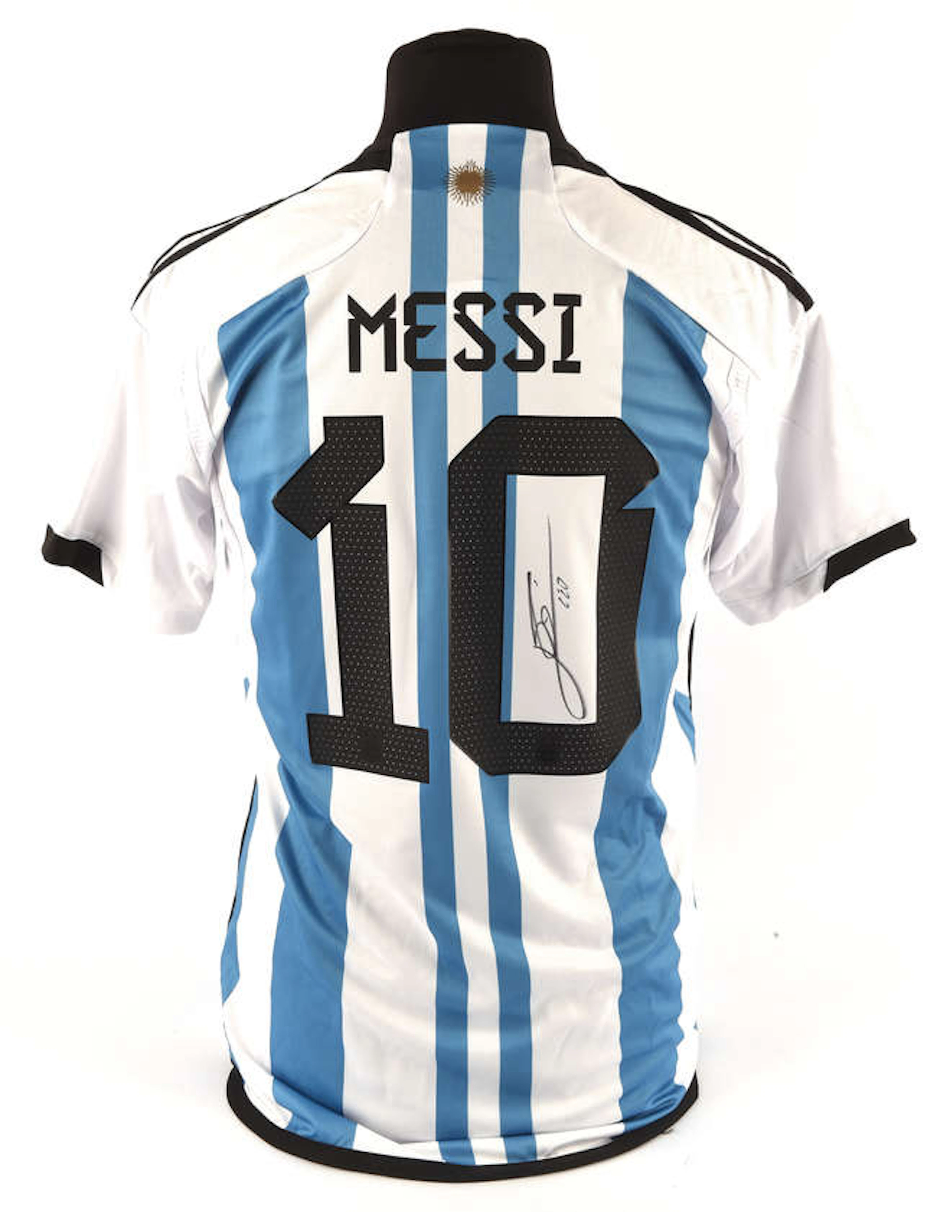 Lionel Messi Signed on Back Argentina 2022/23 Home Shirt, in presentation