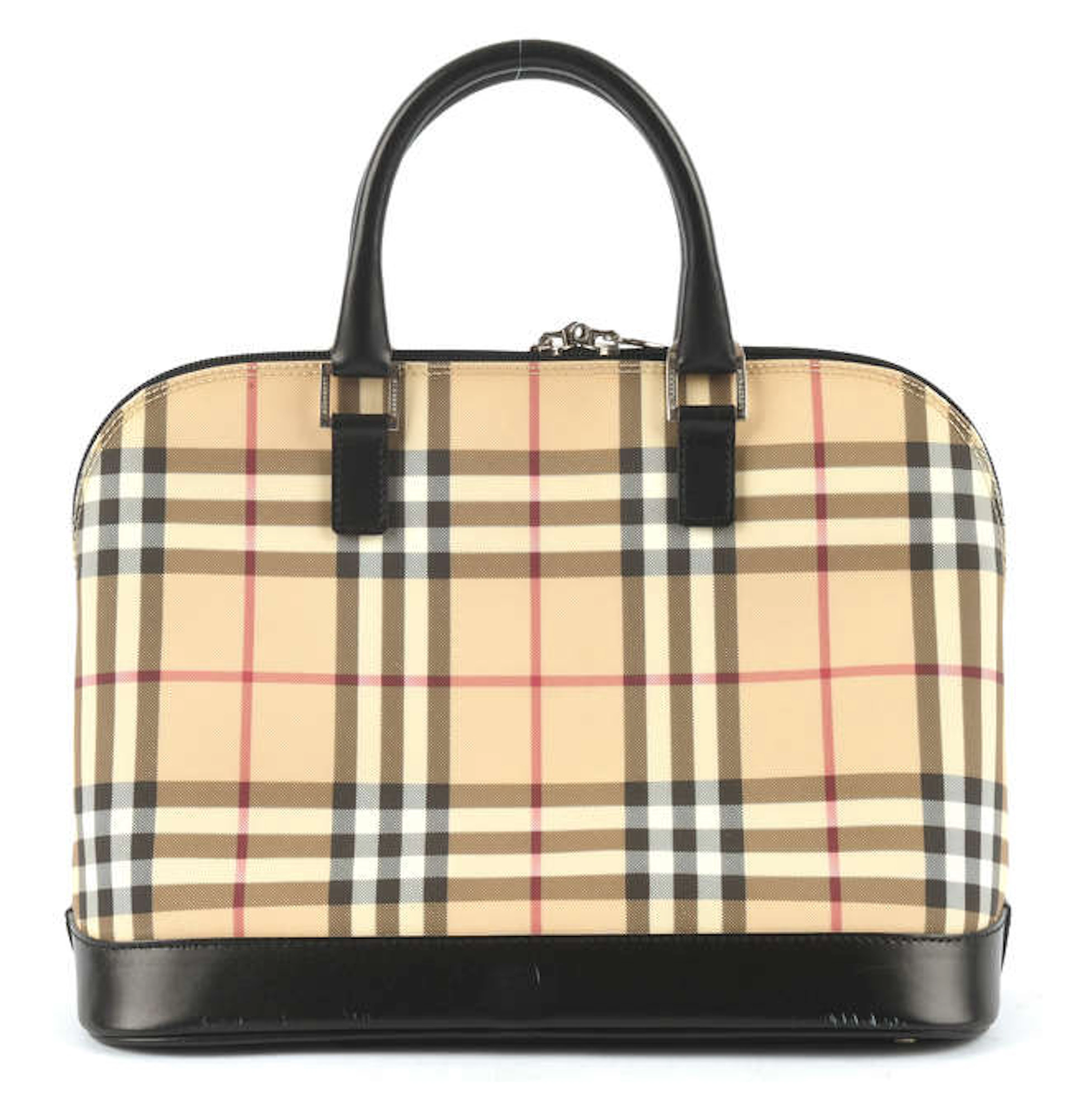BURBERRY Nova check Alma handbag in coated canvas and black leather