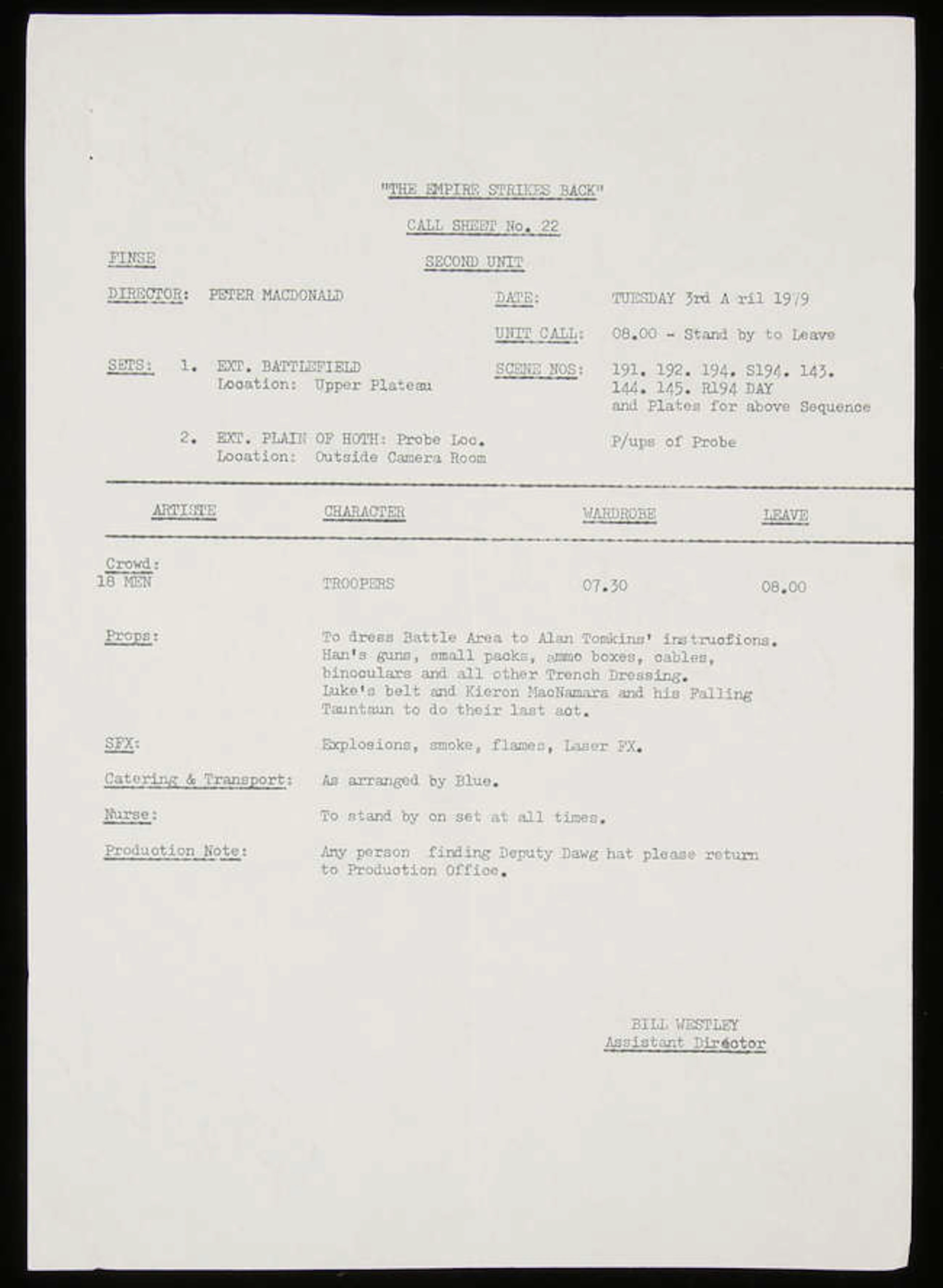 Star Wars: Episode V The Empire Strikes Back (1980). Original used