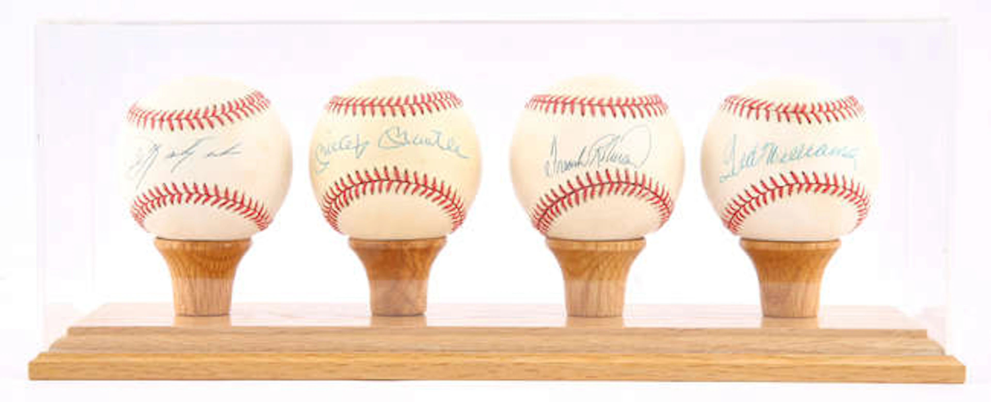 Signed Triple Crown Winners Baseball Display - Autographed by Mickey