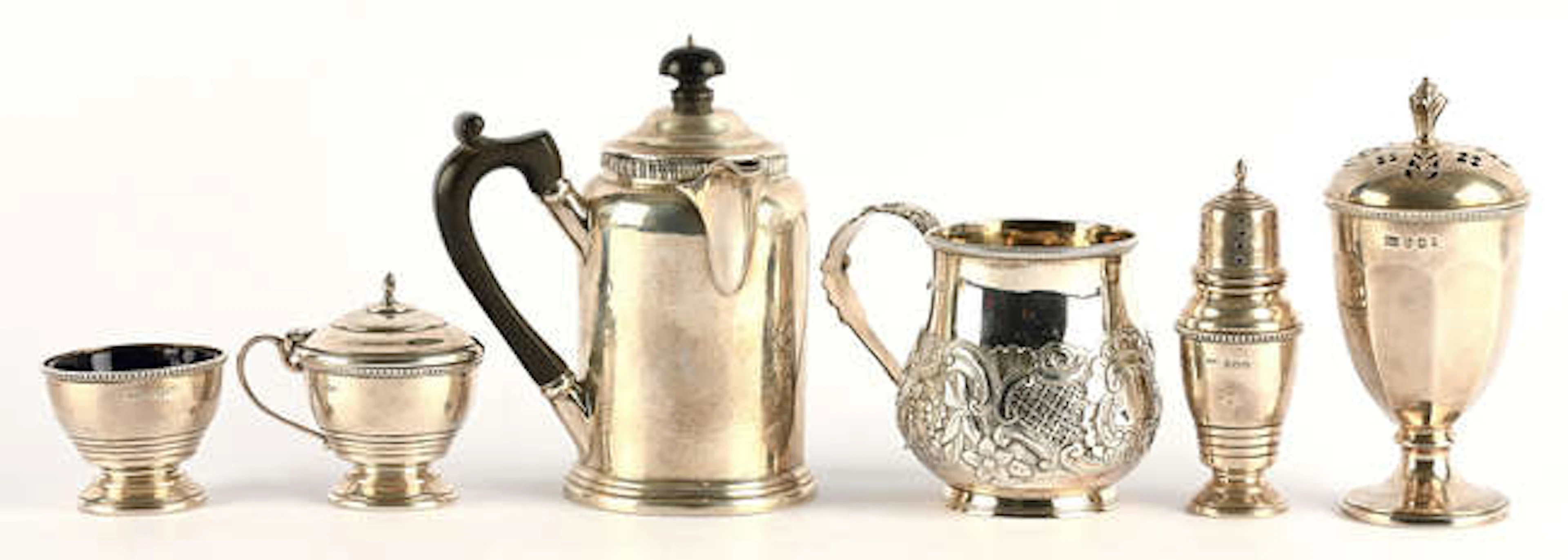 George IV mug with embossed foliate decoration, makers mark rubbed