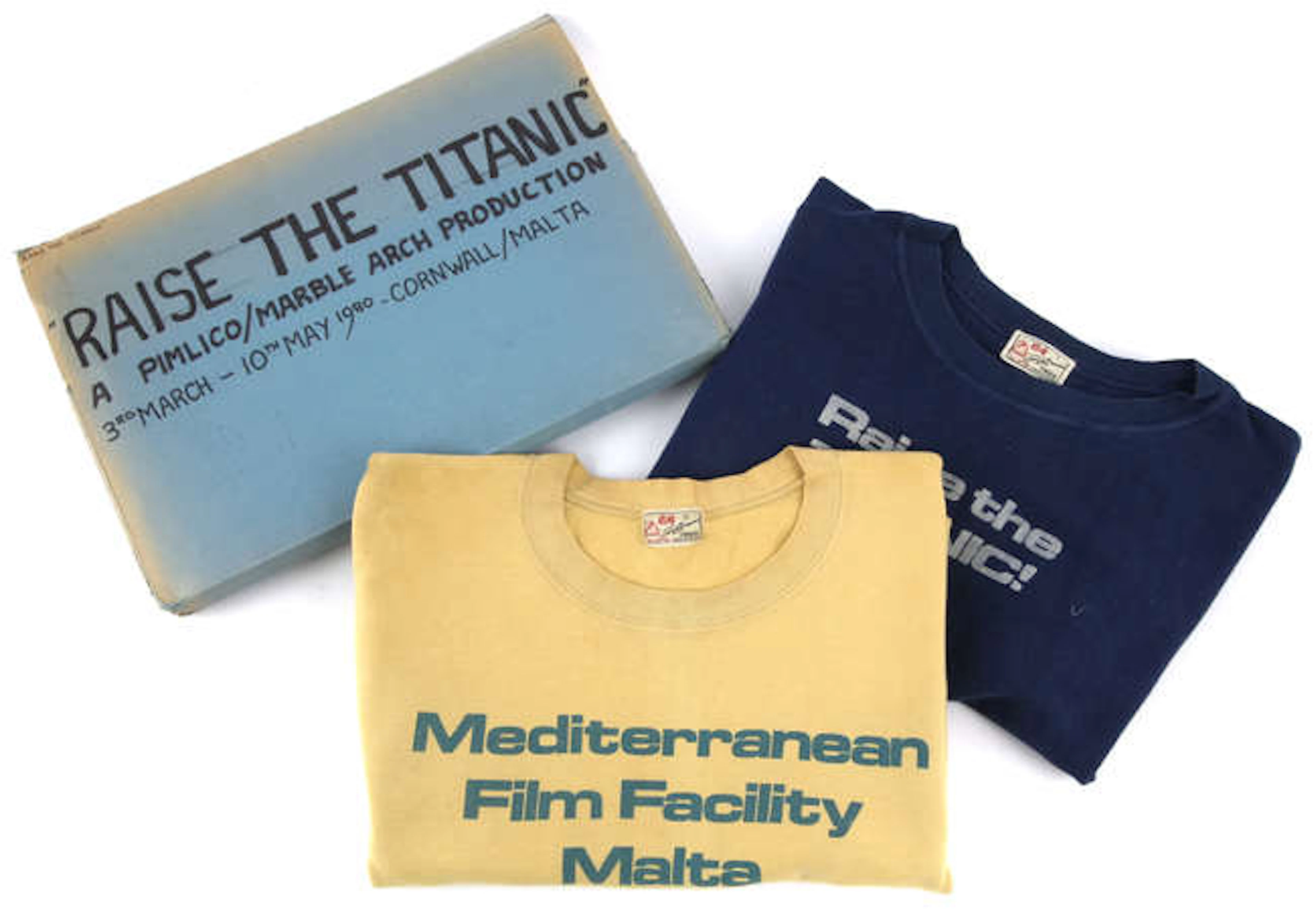 Raise the Titanic (1980). Two crew T-shirts together (sizes 6 and