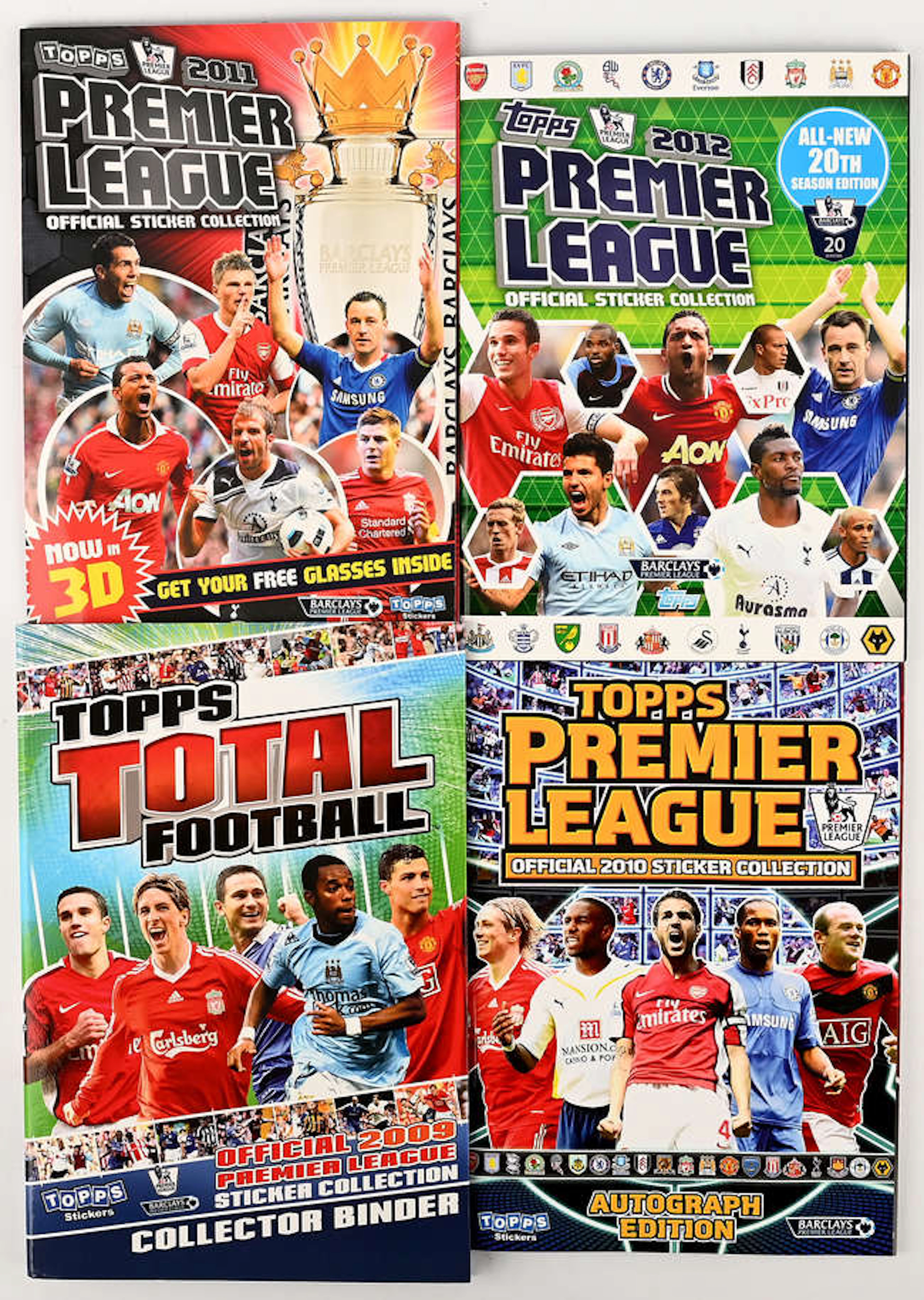 An assortment of 11 complete Topps and Merlin Premier League sticker