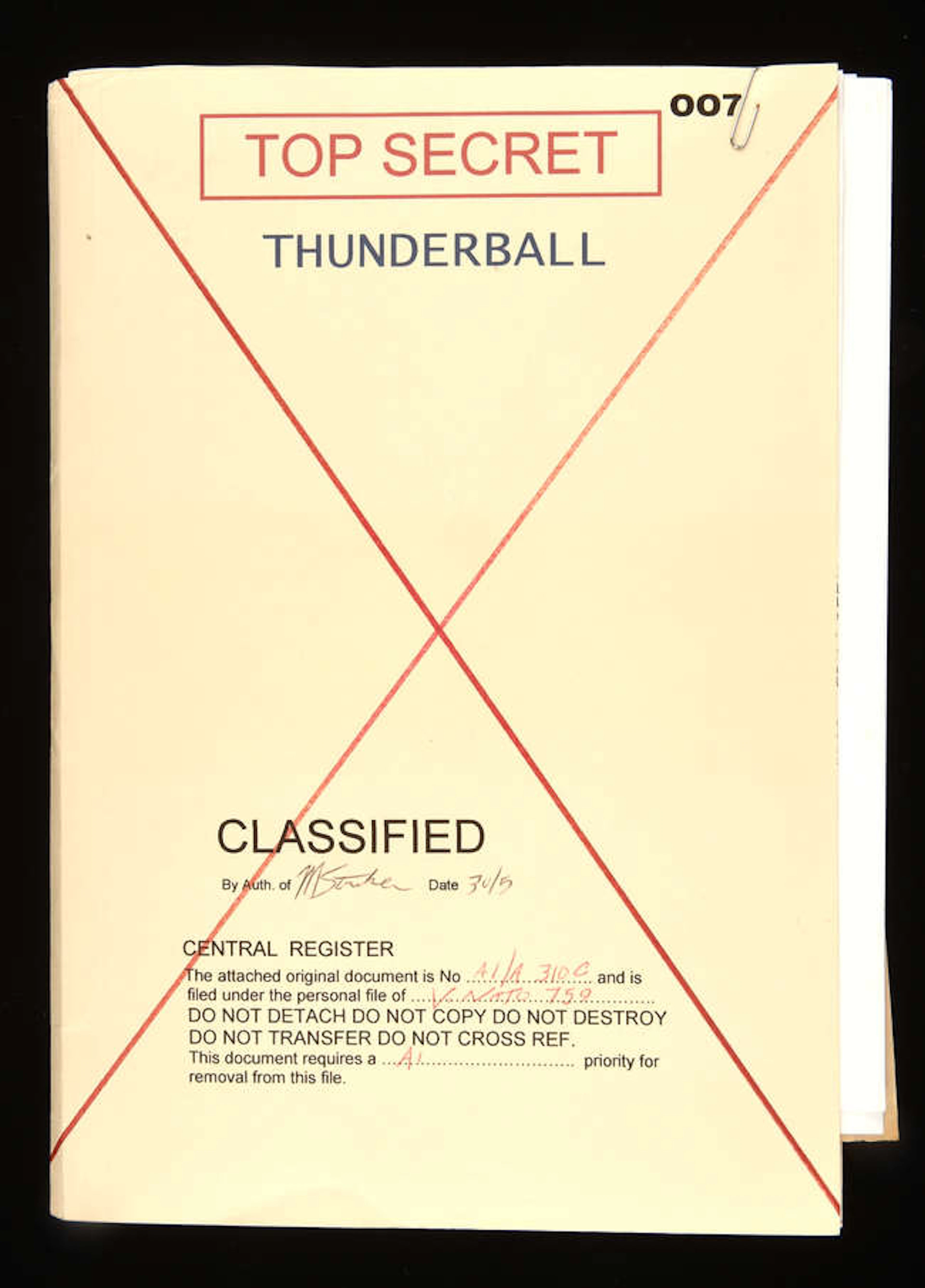 James Bond: Thunderball (1965) replica prop 007 code name Thunderball