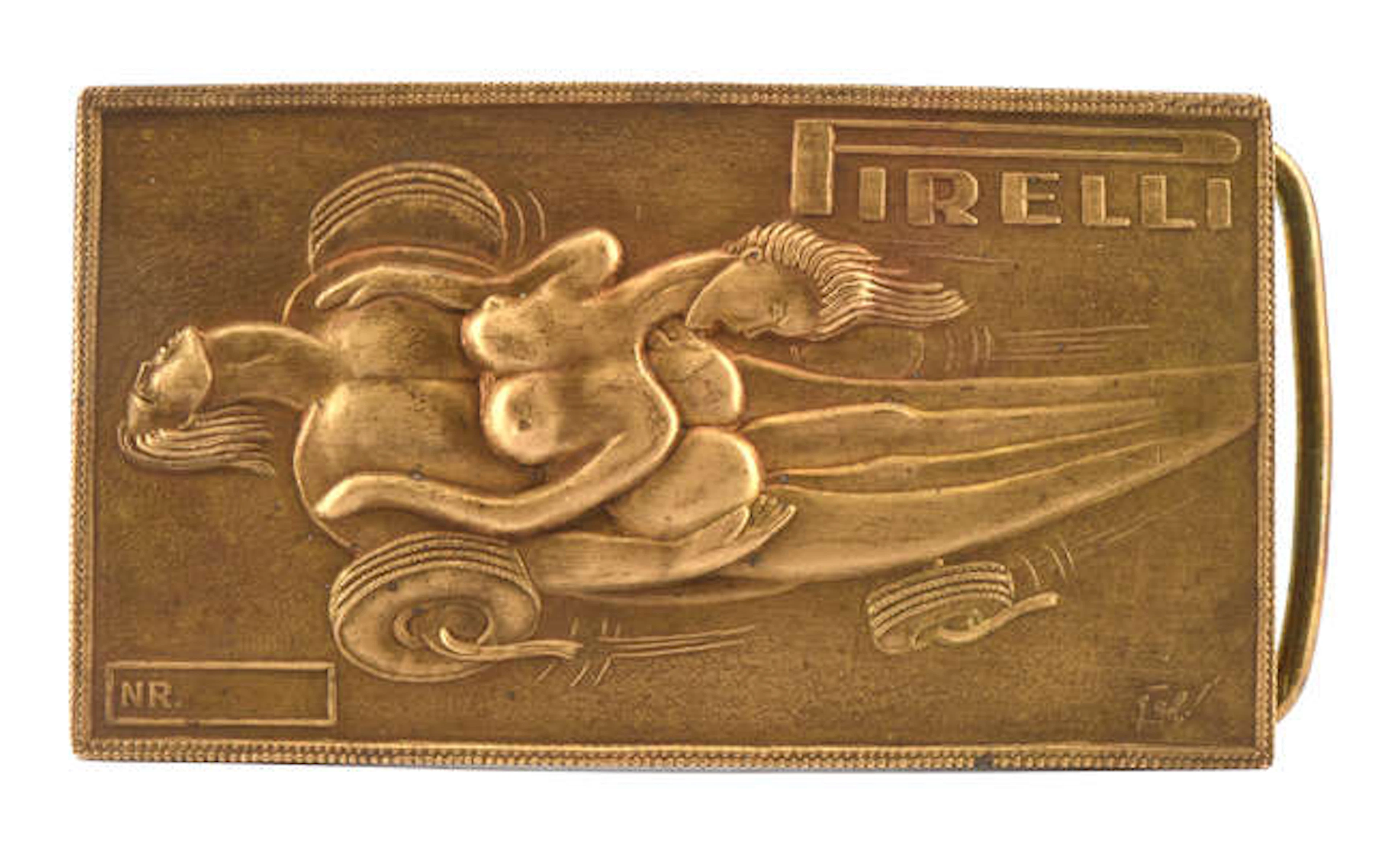 A rare Pirelli belt buckle designed by Salvador Dali (1904-1989)