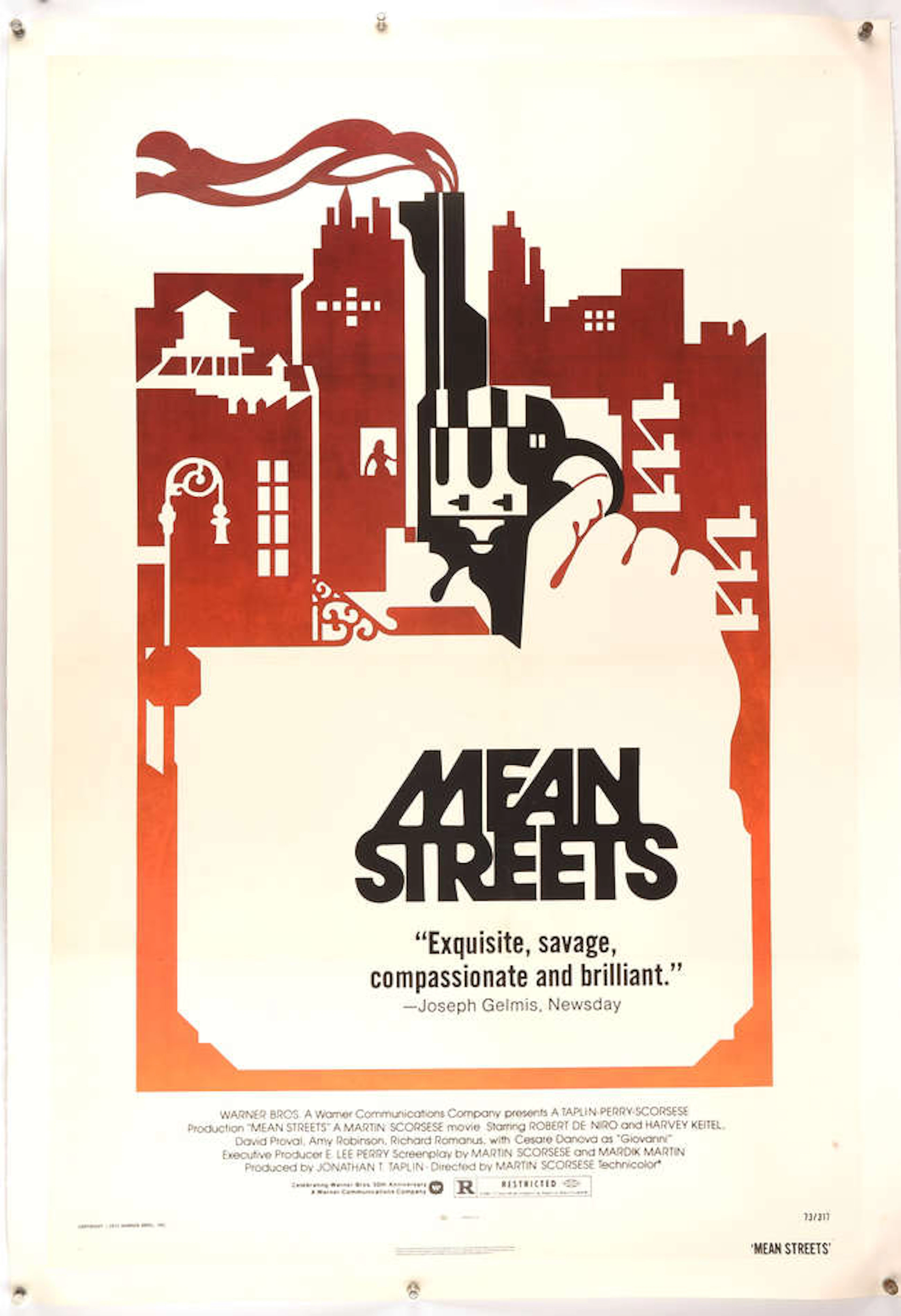 Mean Streets (1973) US One Sheet film poster, starring Robert De Niro