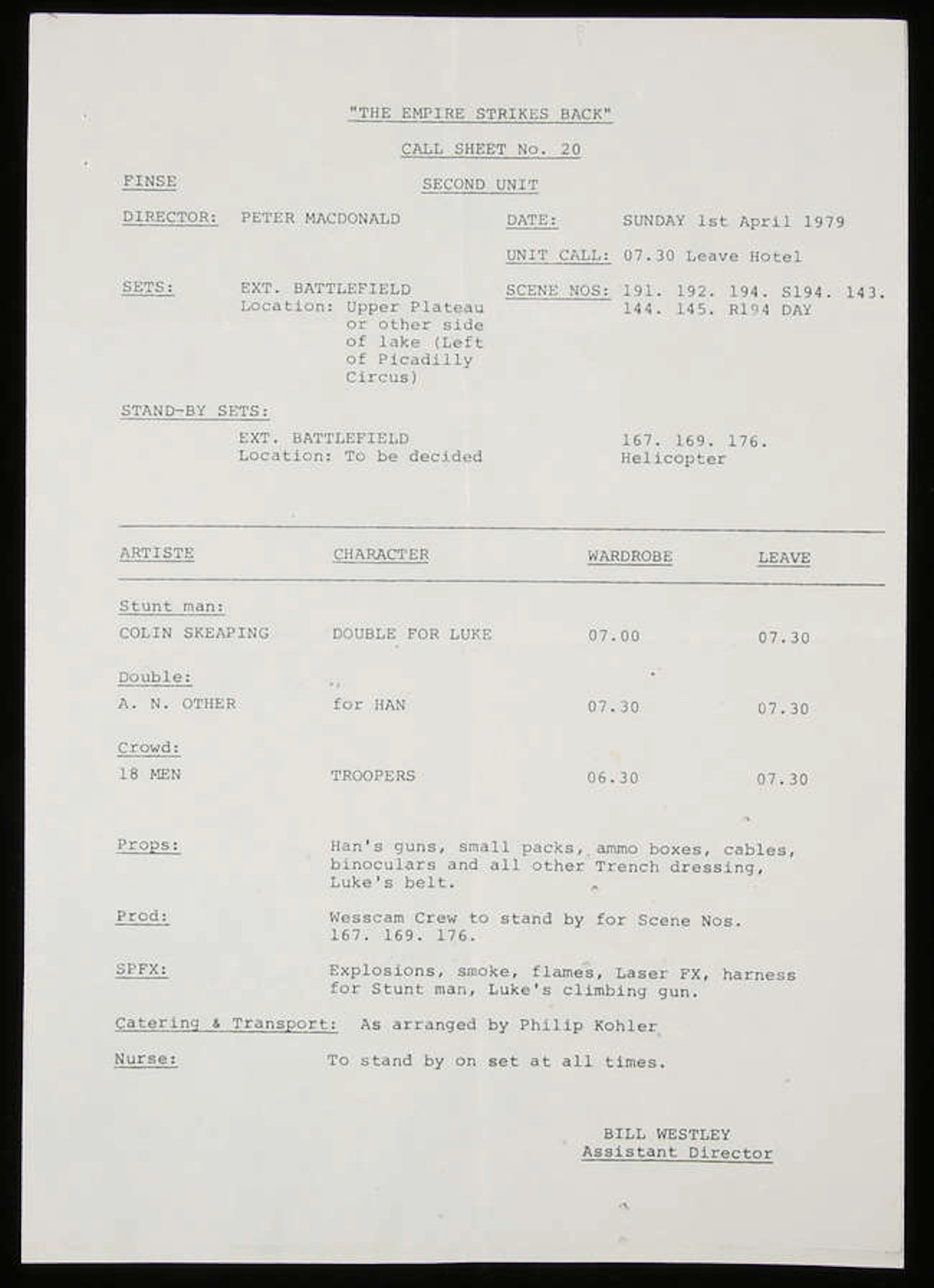 Star Wars: Episode V The Empire Strikes Back (1980). Original used