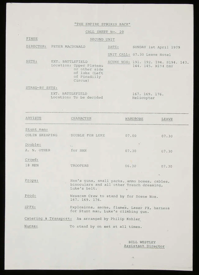 Star Wars: Episode V The Empire Strikes Back (1980). Original used