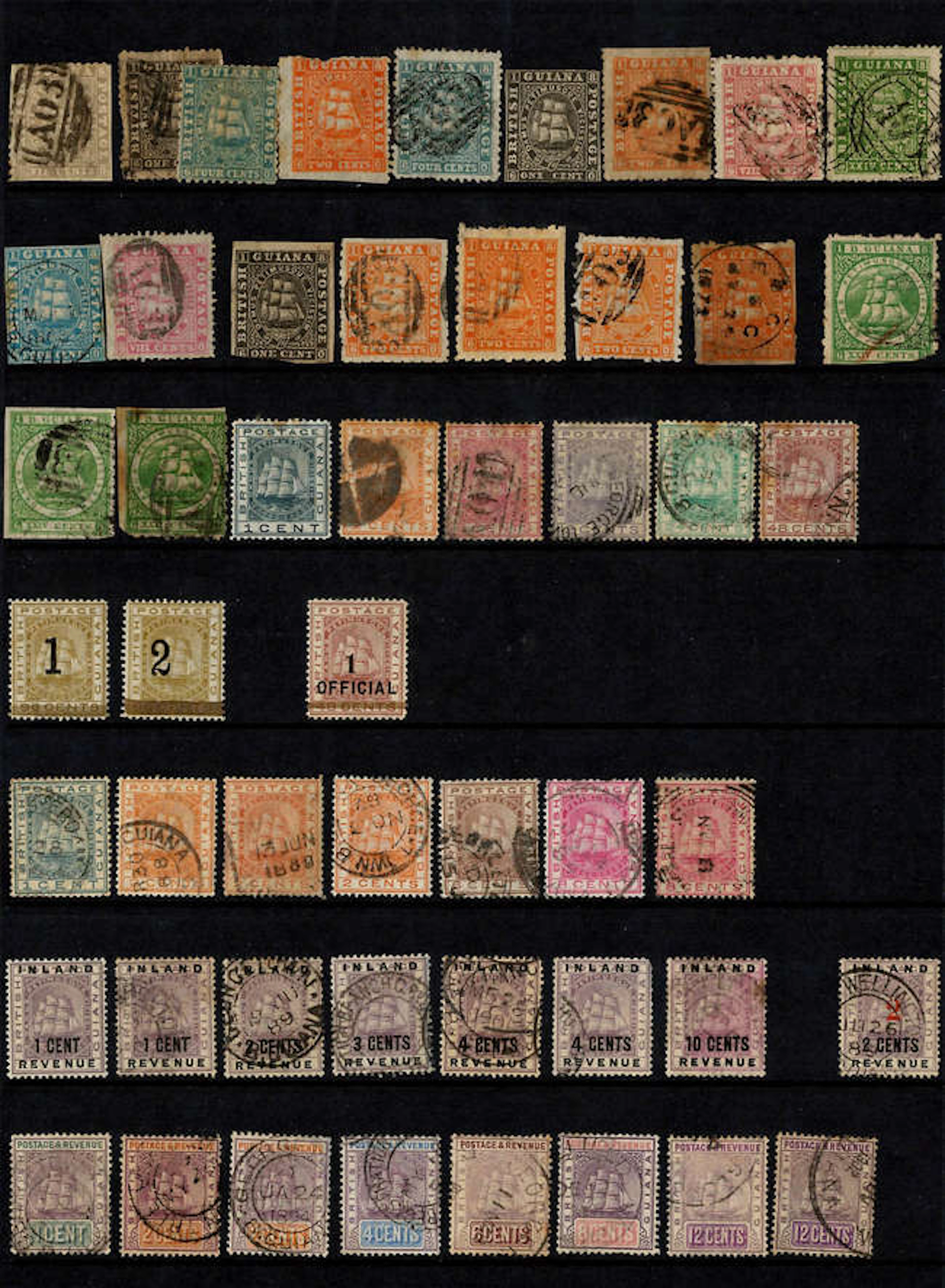 British Guiana - Collection of early material on four (4) Hagner Sheets.