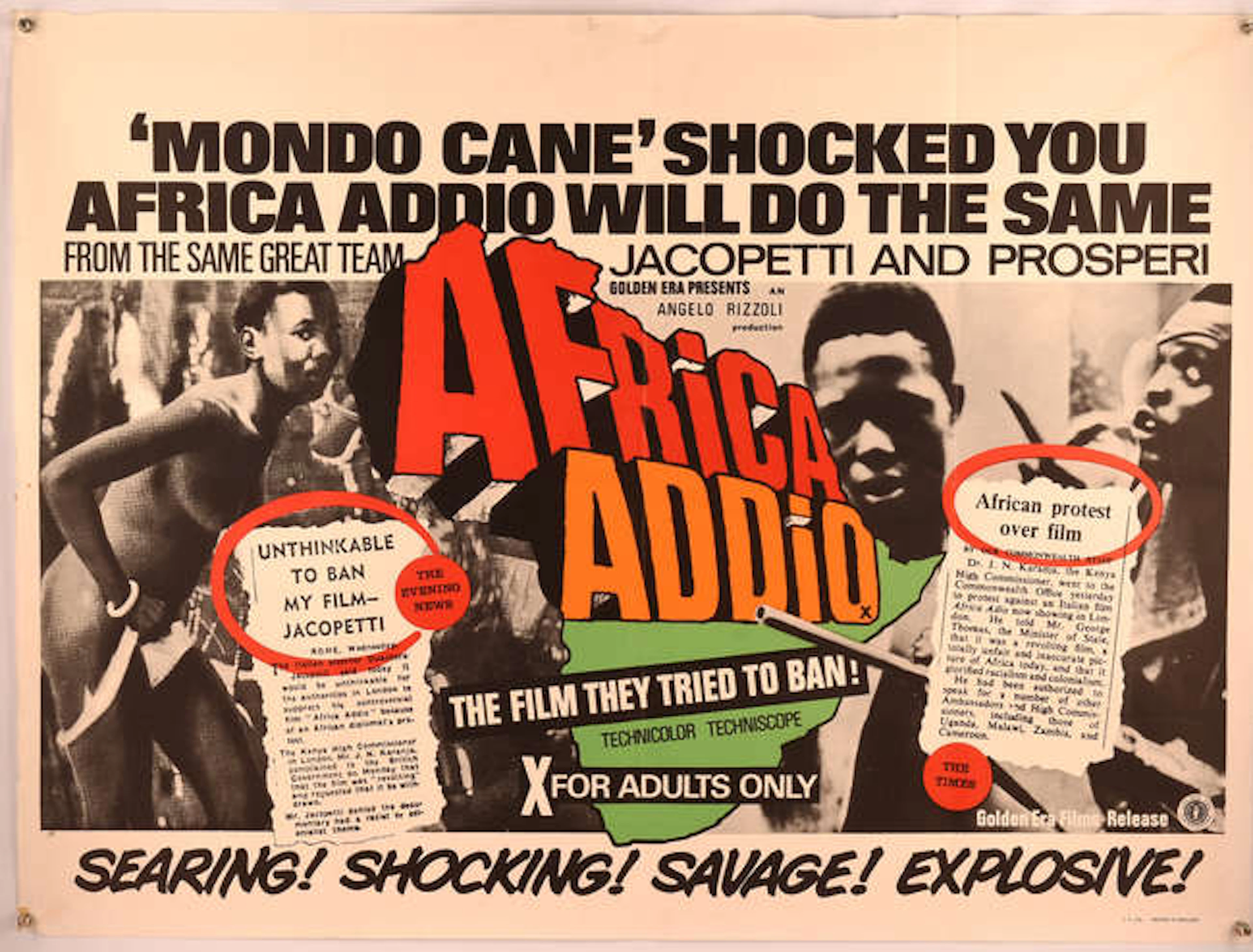 Africa Addio (1966), British Quad Film Poster, folded, 30 x 40 inches