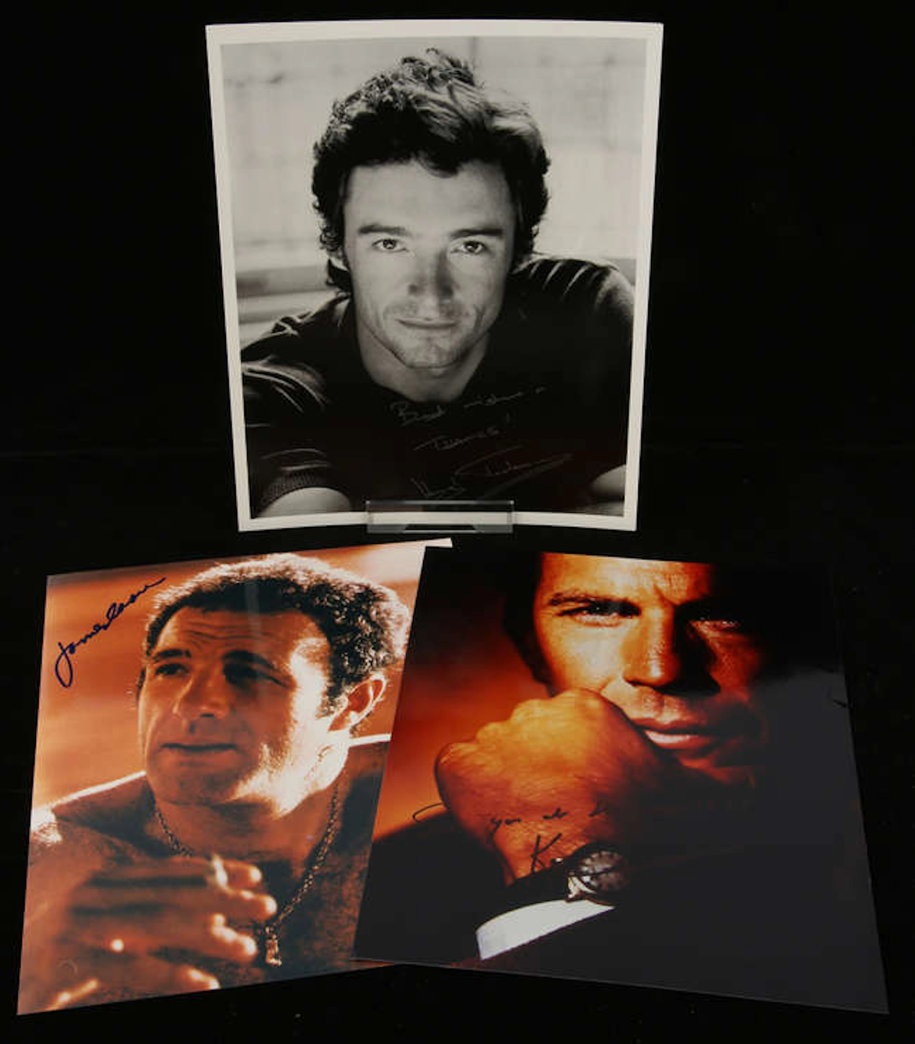 Hugh Jackman, Kevin Costner, and James Caan: Three Autographed Photographs