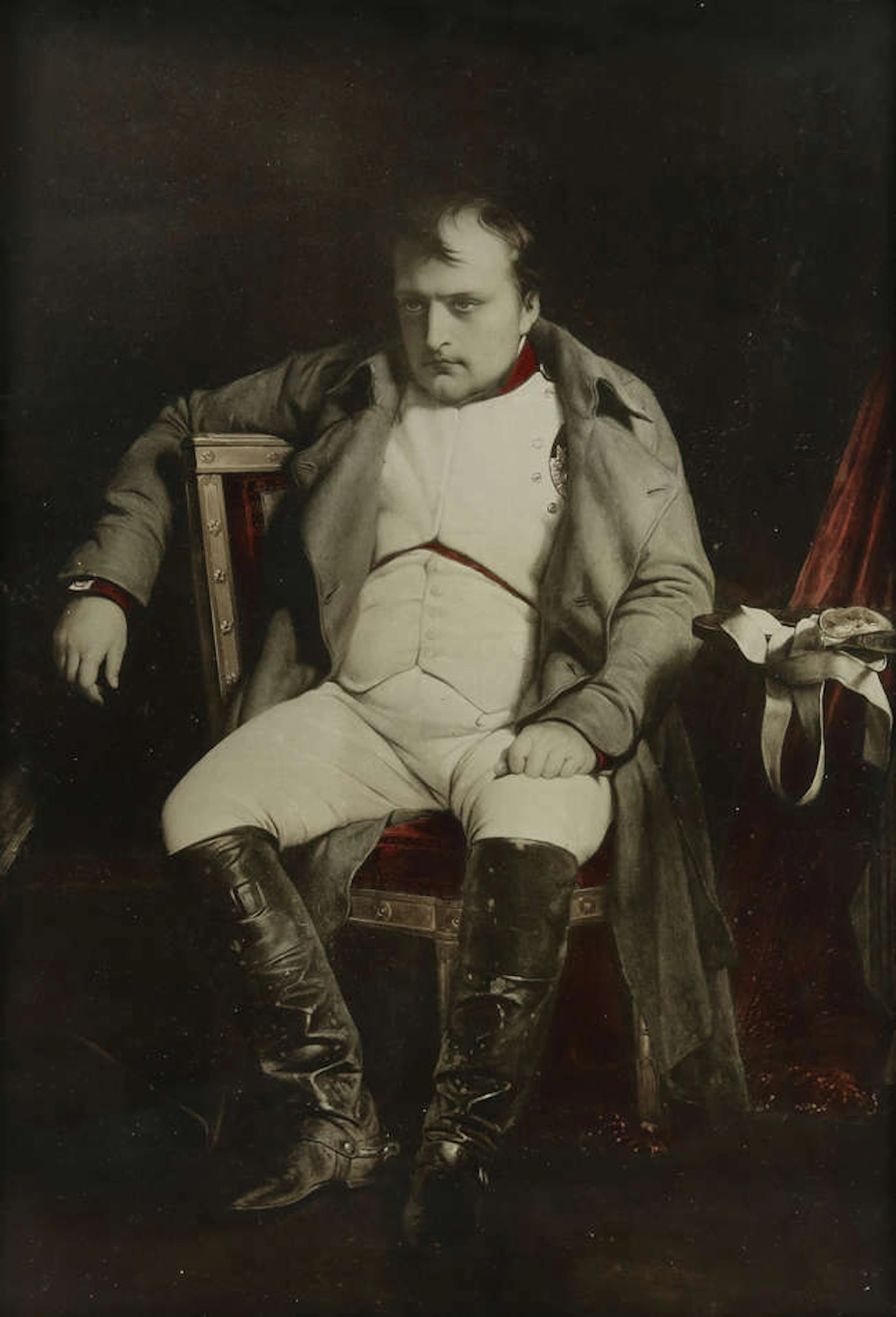 After Paul Delaroche, Napoleon at Fontainebleau, print, 59 x 40cm