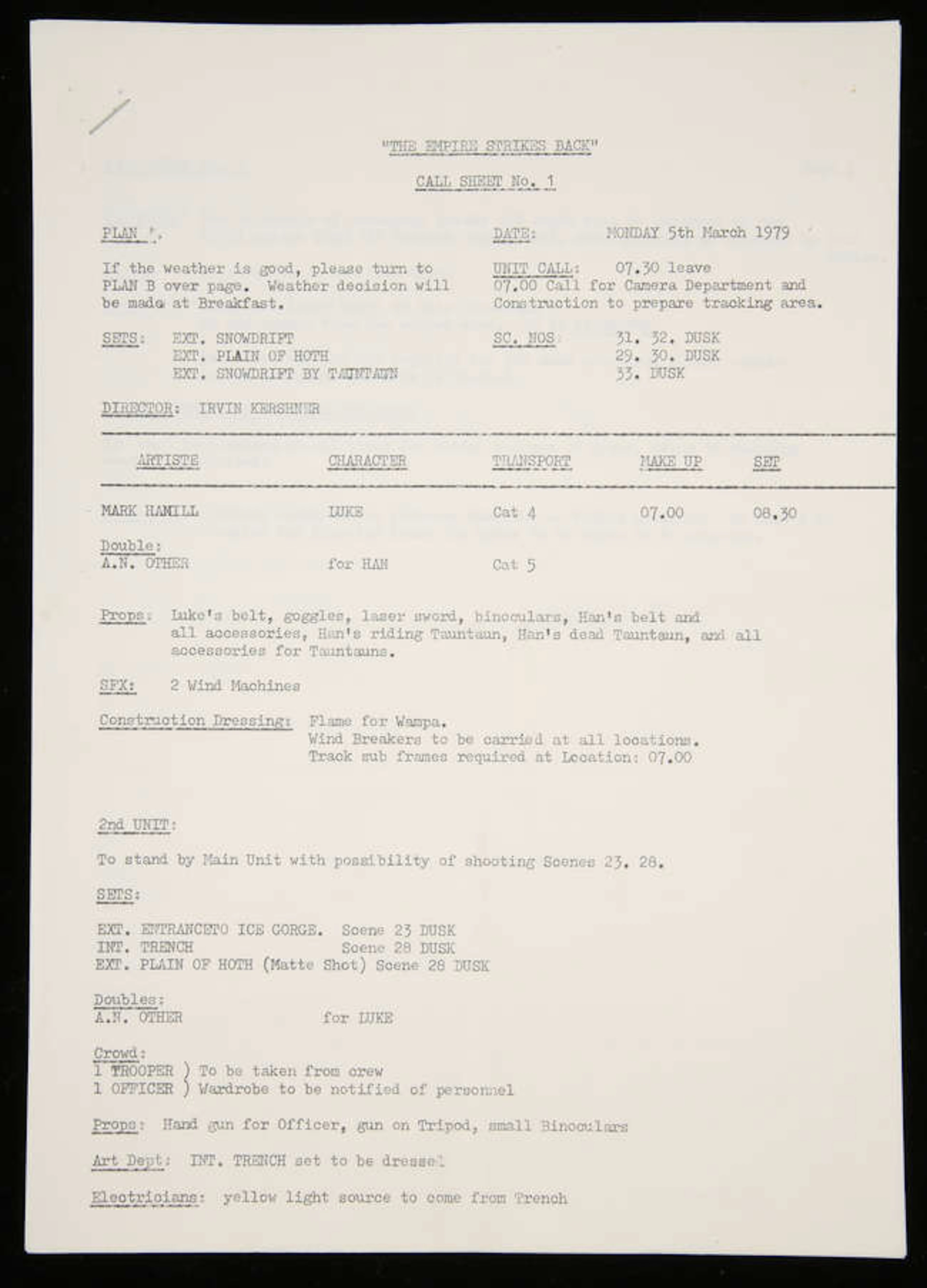 Star Wars: Episode V The Empire Strikes Back (1980). Original used