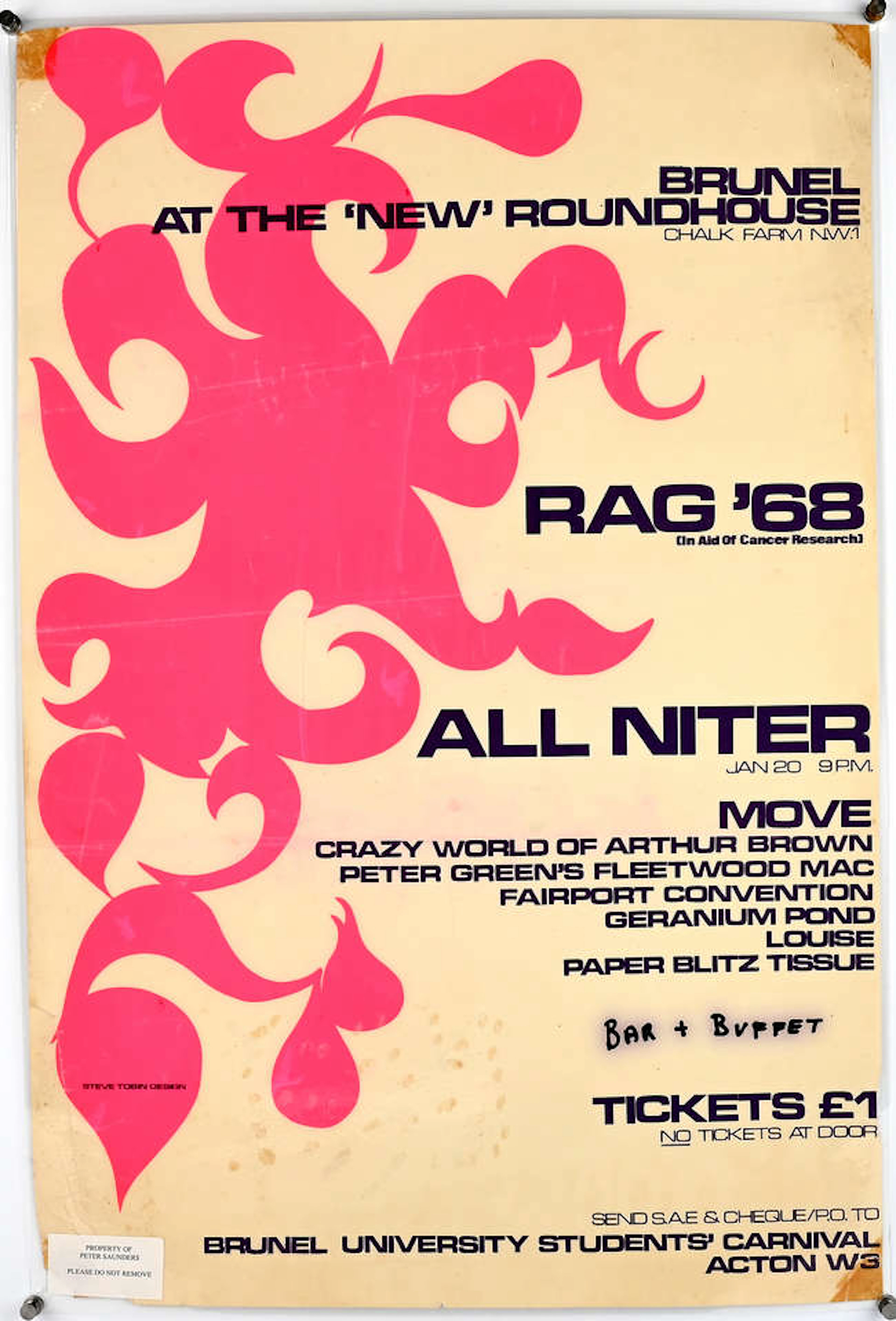 Brunel University: Seventeen Original Music Posters, late 1960s, -