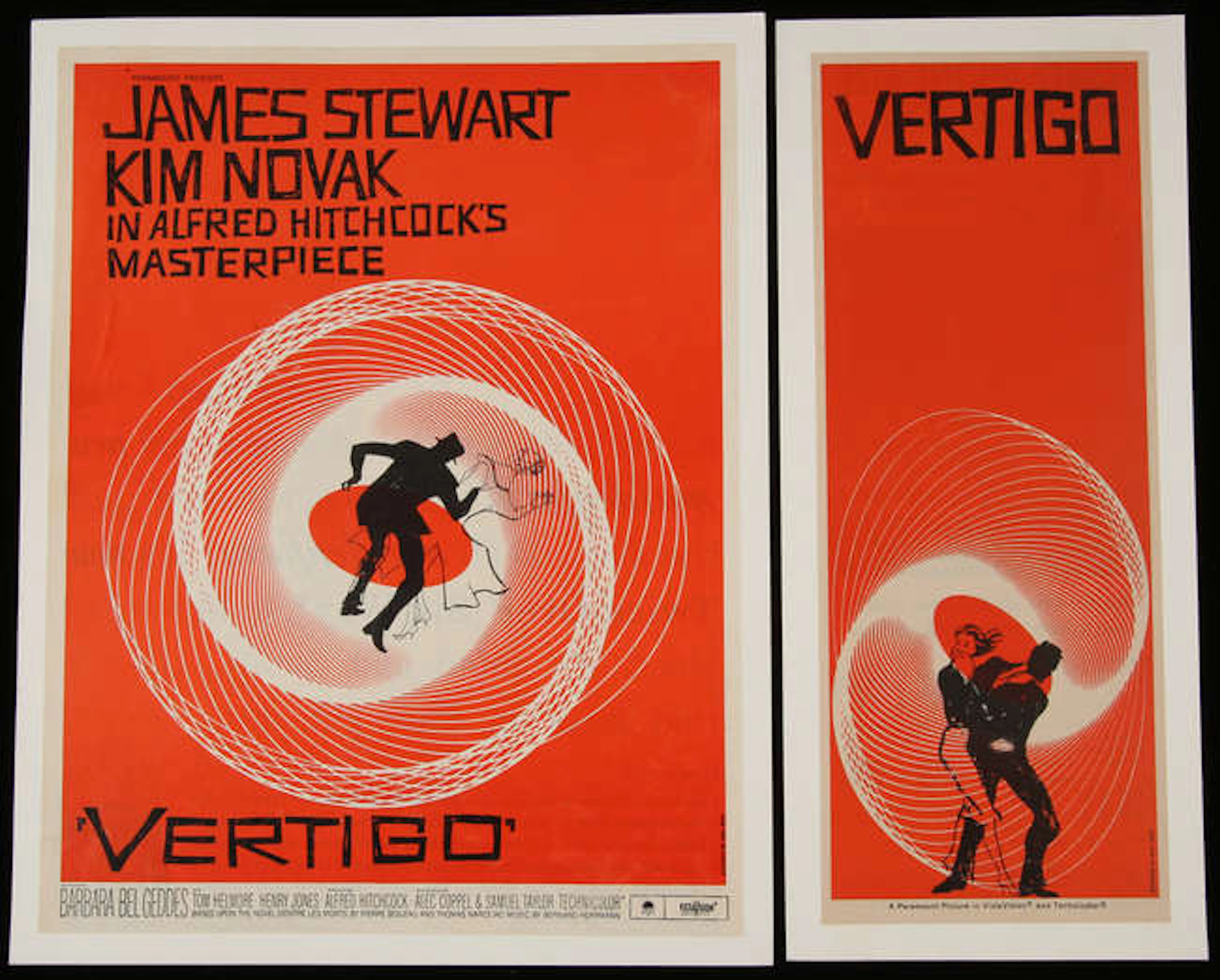 Vertigo (1958) Two original Trade Ads from the 1958 Alfred Hitchcock