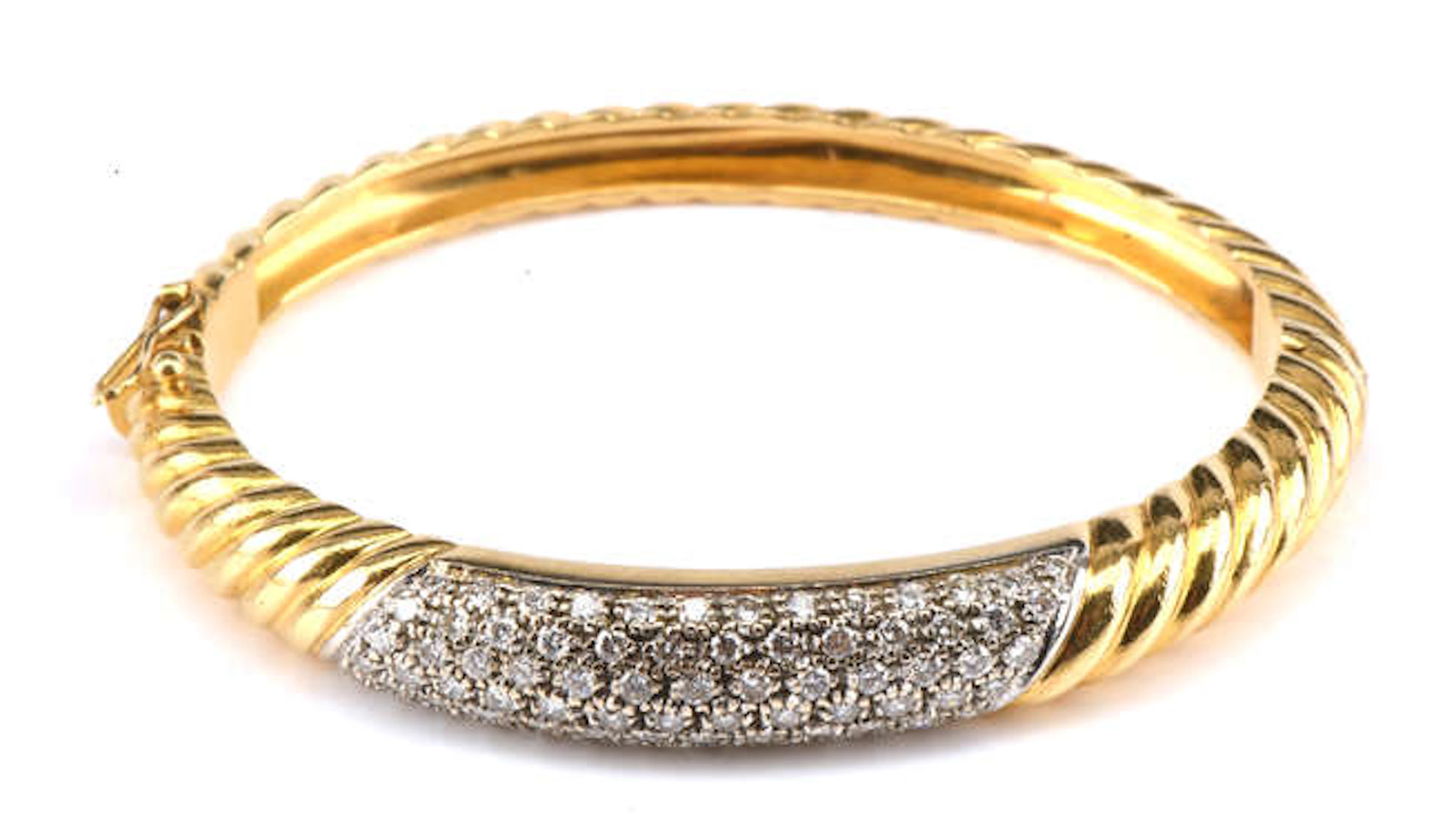 Vintage Graff diamond bangle, a section of pave set with round brilliant