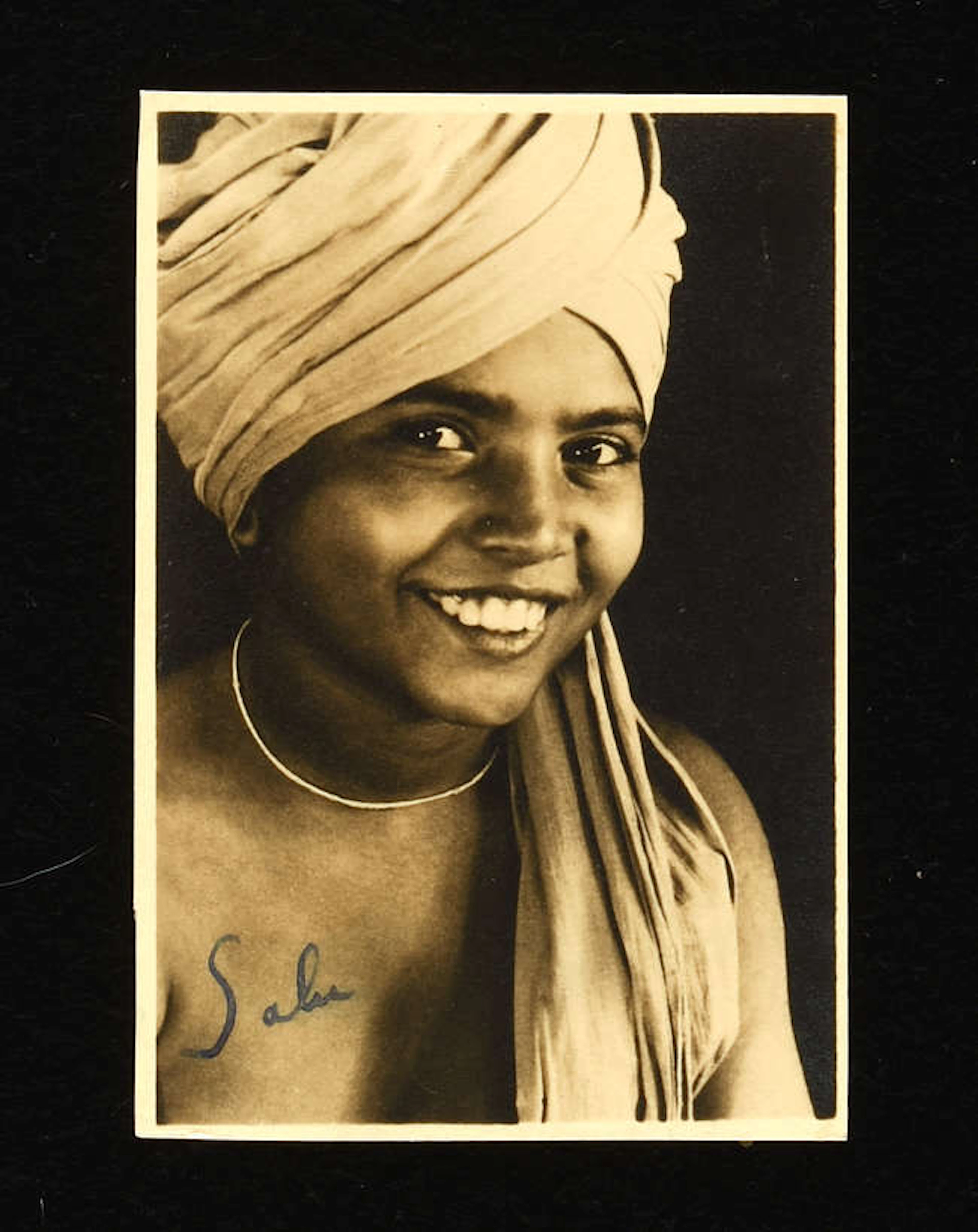 Sabu: Sabu Dastagir (1924-1963) Autographed photograph postcard Sepia