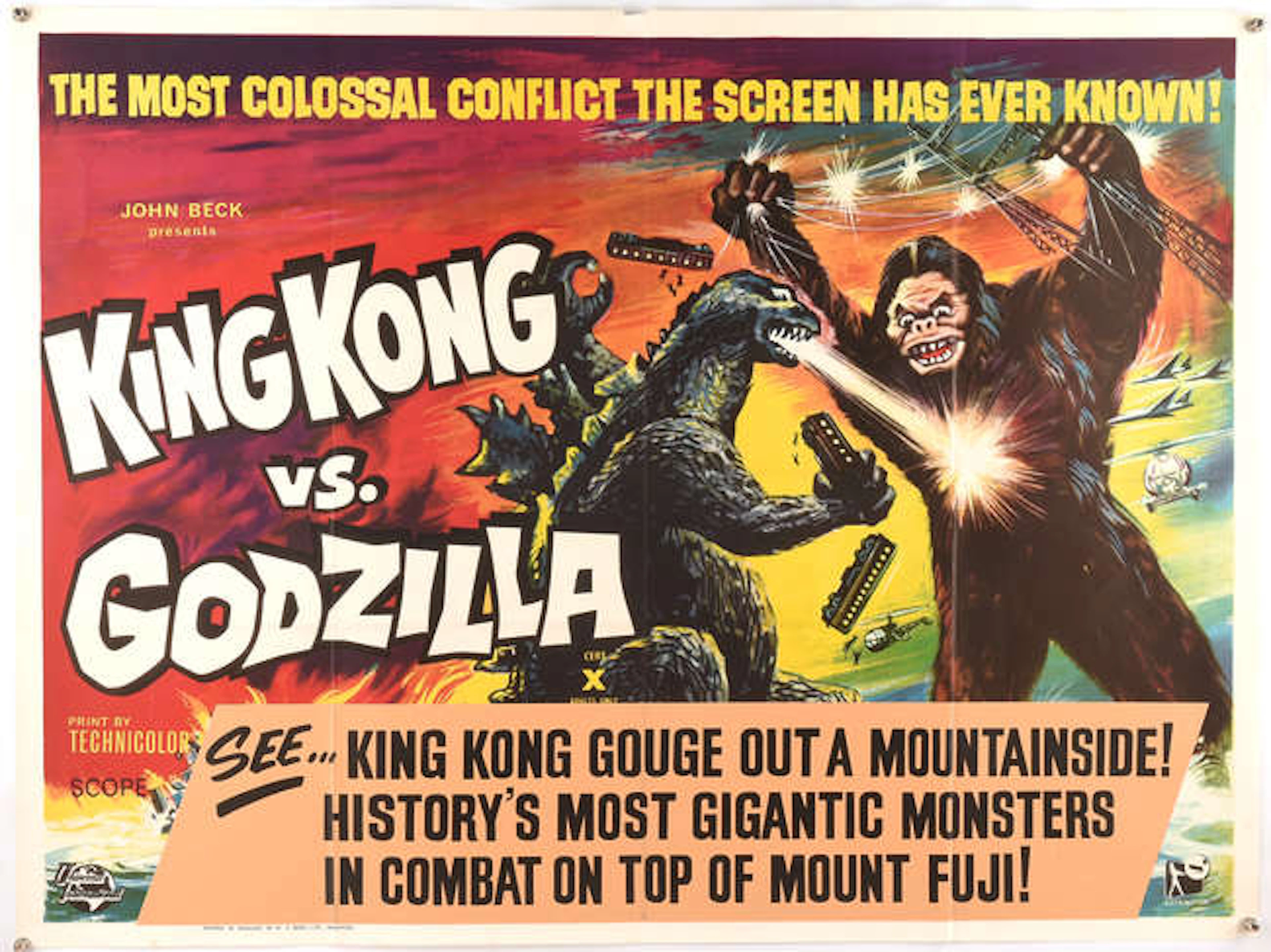 King Kong vs Godzilla (1962), British Quad Film Poster for the famous