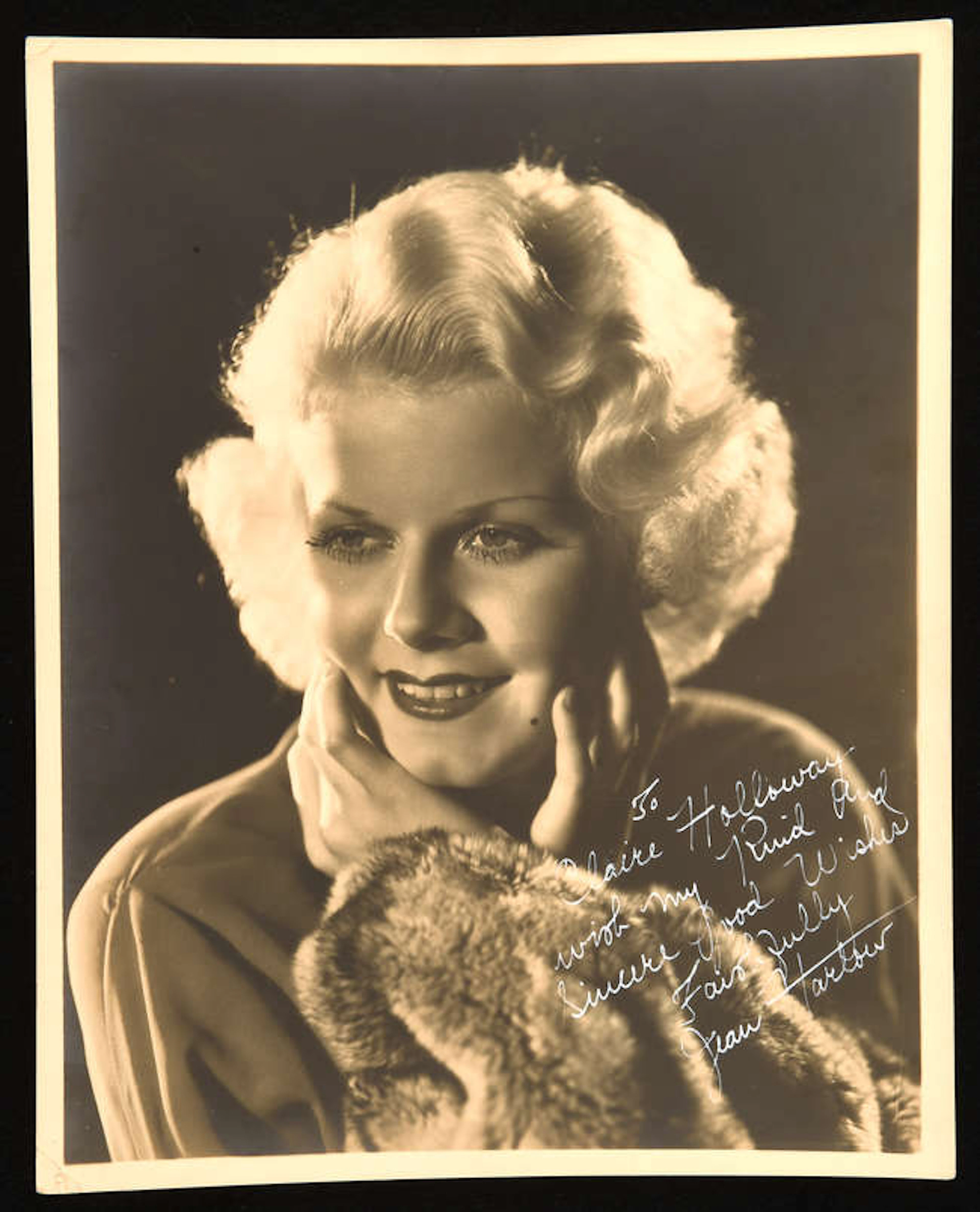 Jean Harlow (1911-1937) Autographed photograph vintage sepia toned