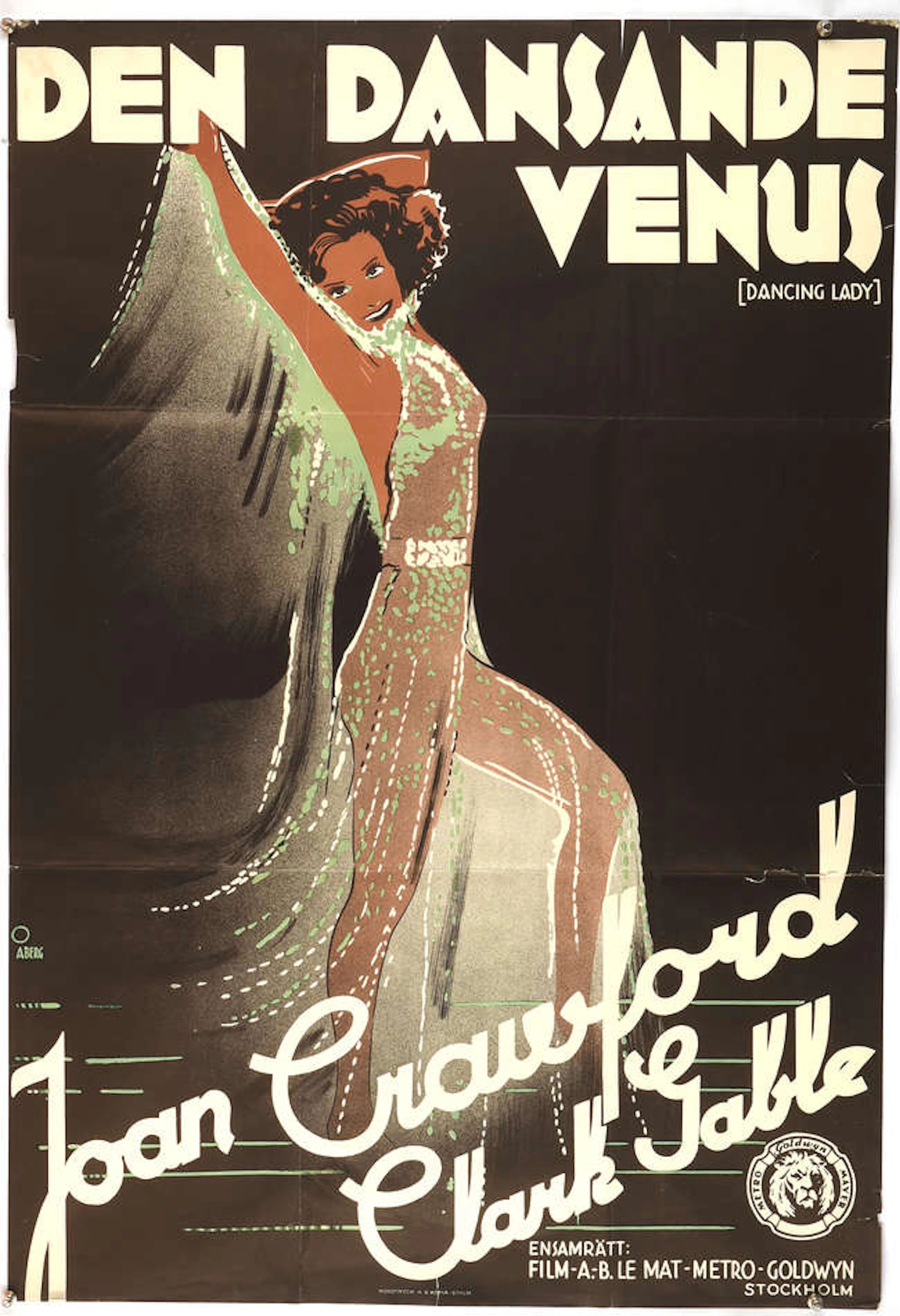 Dancing Lady (1933), Swedish One Sheet Movie Poster, believed to be