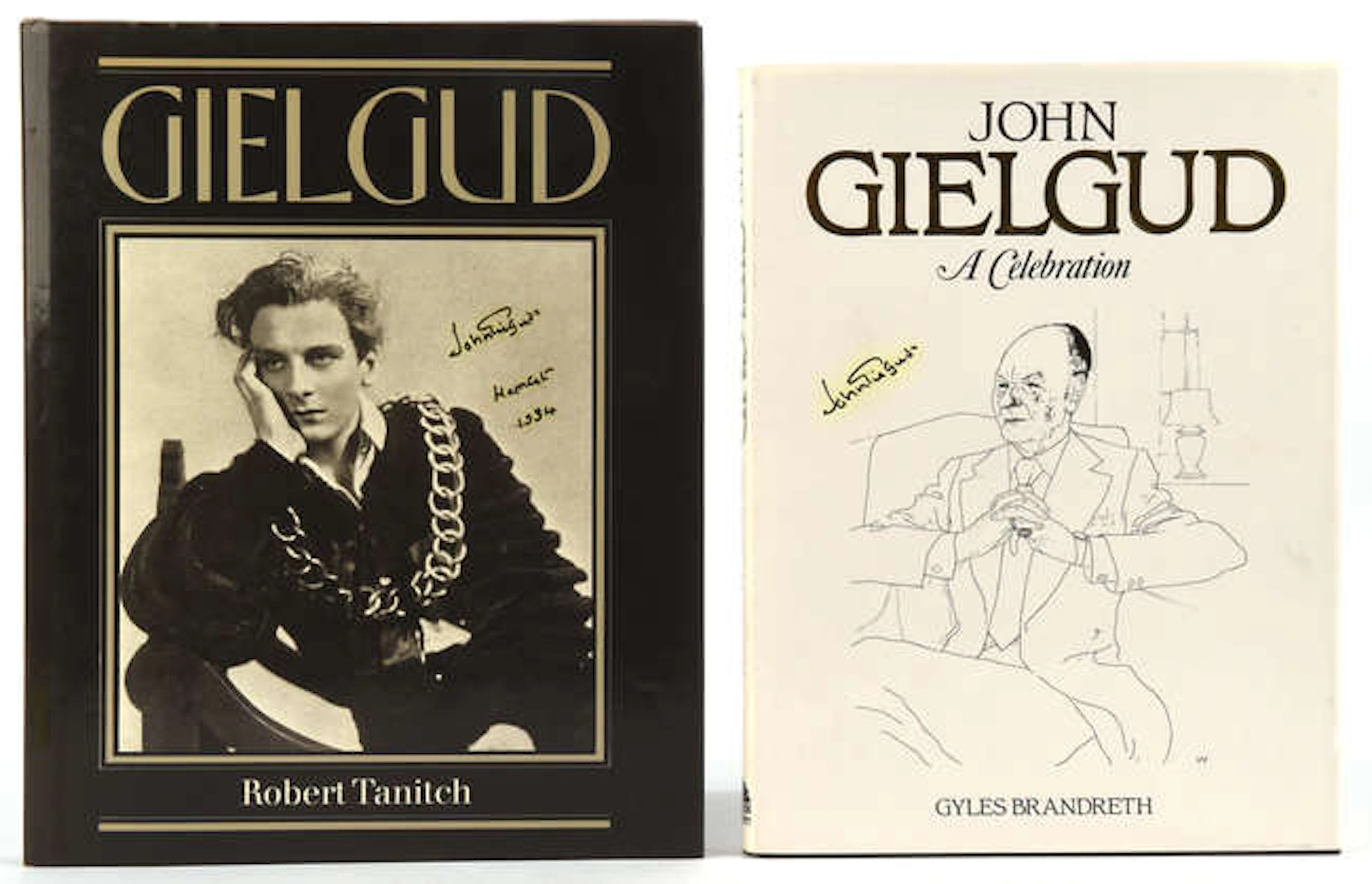 Sir John Gielgud (1904-2000) A Pair of Autographed first edition hardback books