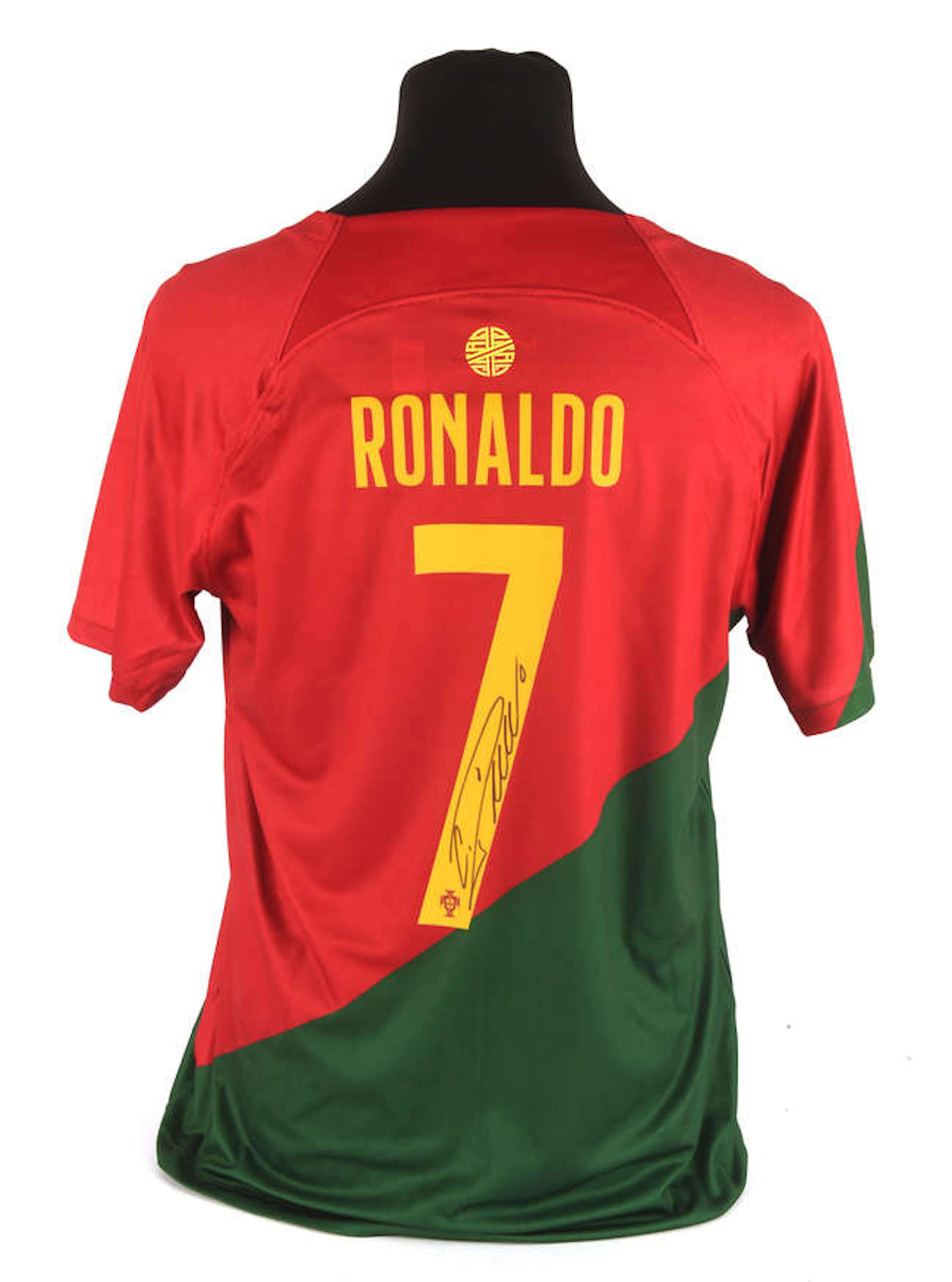 Cristiano Ronaldo Back Signed Portugal 2022 Home Shirt, in presentation