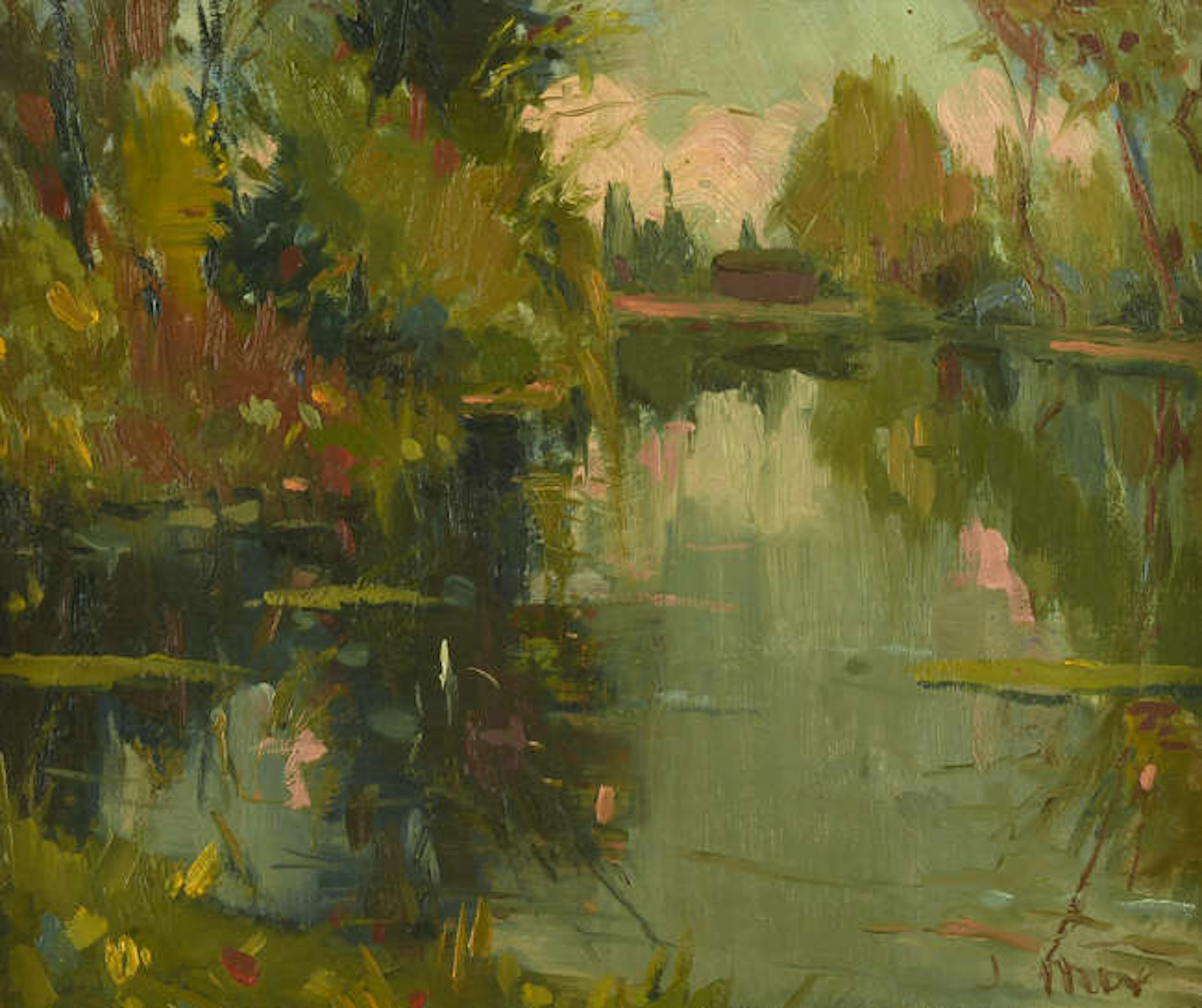 Joaquin Mir Y Trinxet (Spanish 1873-1937), a river landscape, oil