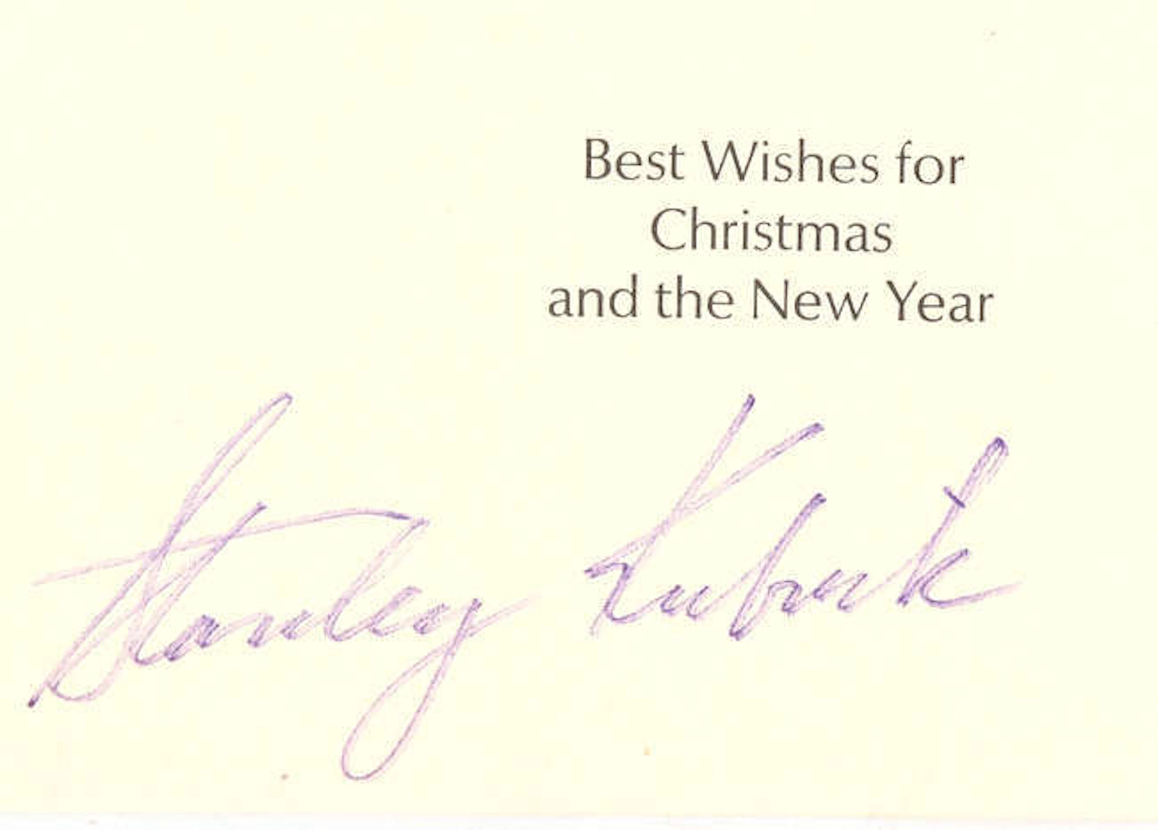 The Shining (1980). Christmas card from, and signed by, Stanley Kubrick.
