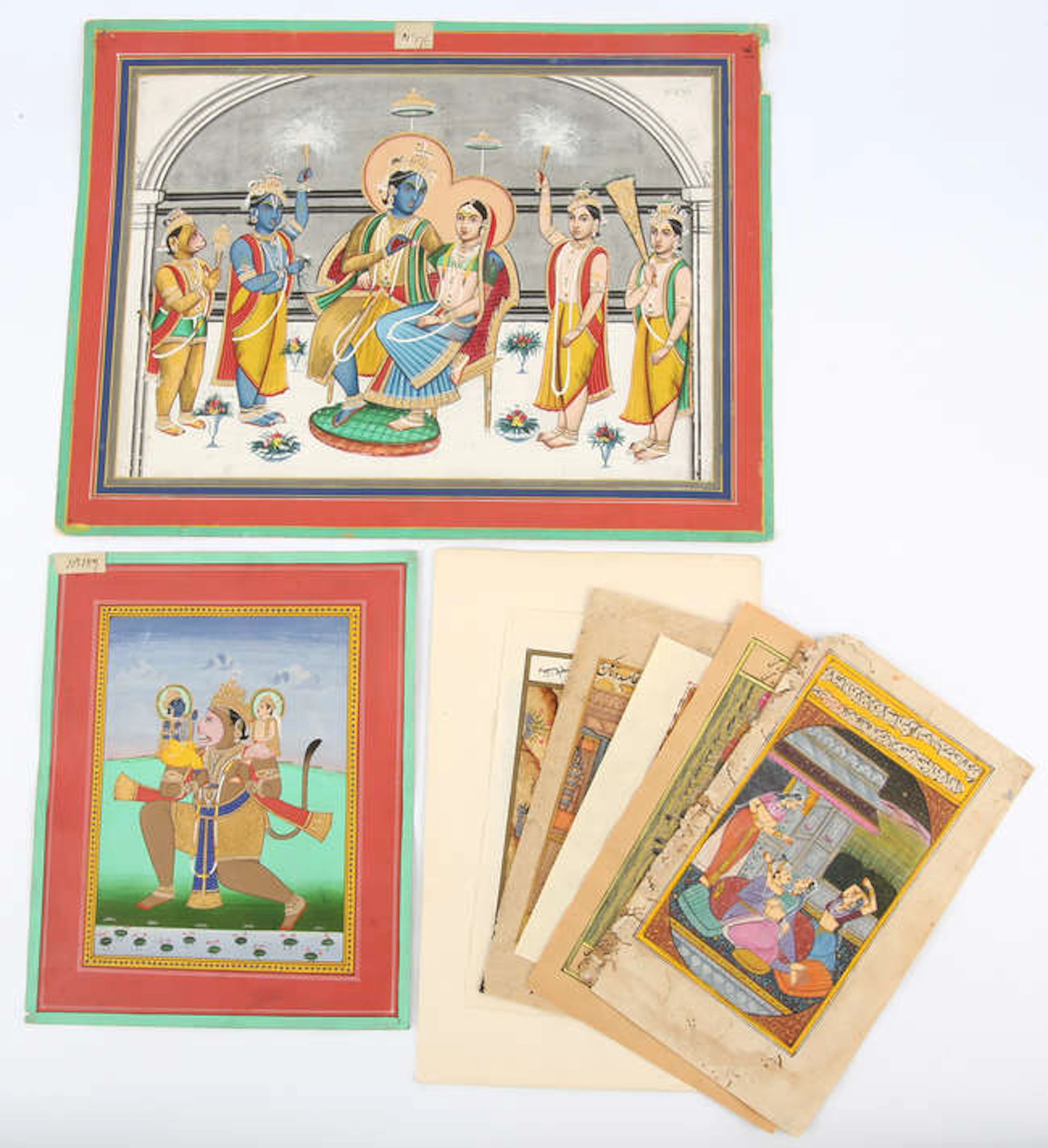 Indian School, pigment on card, a scene from The Ramayana Epic [attributed