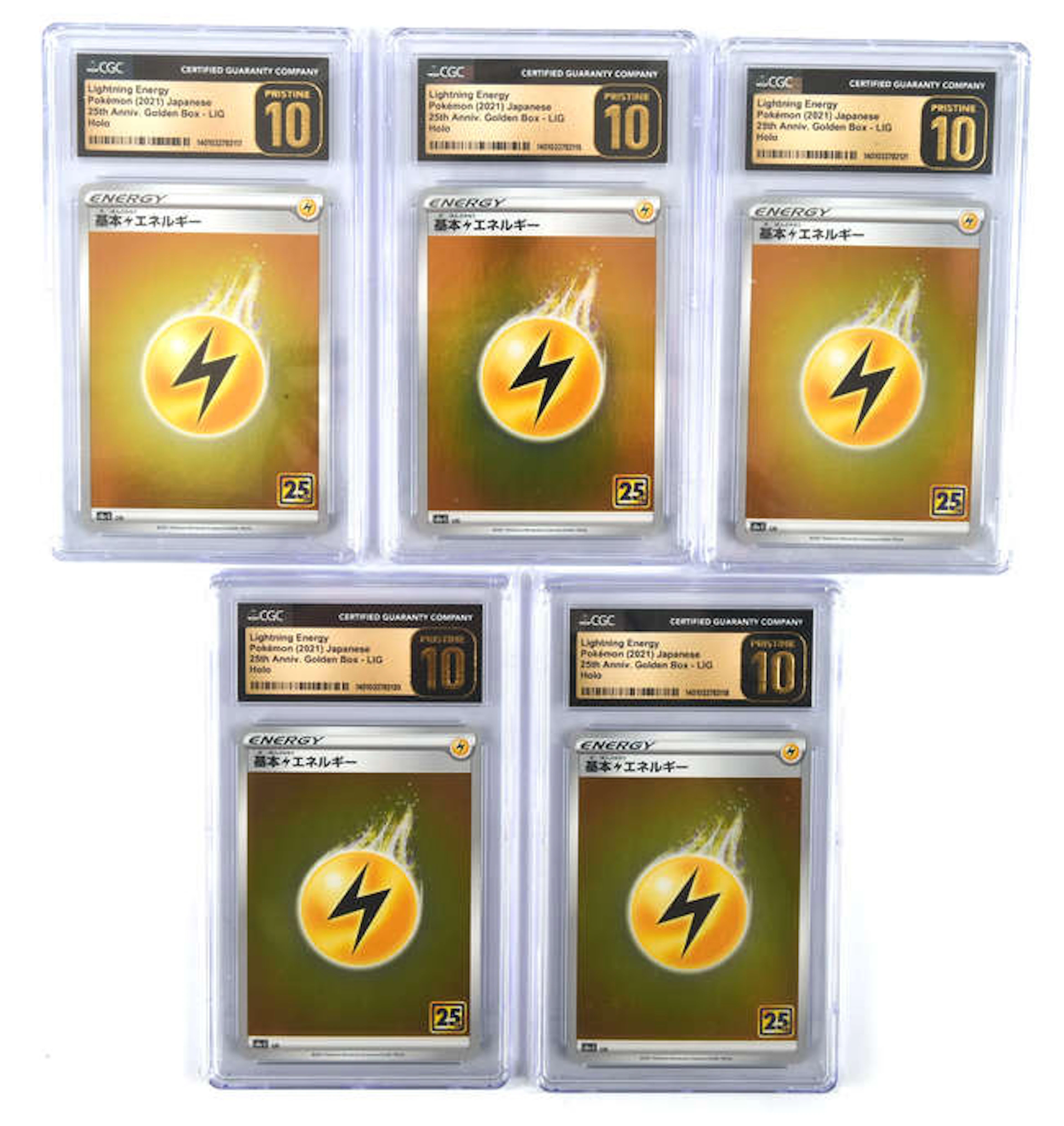 Pokemon TCG - A lot containing 5 CGC Graded Lightning Energy cards